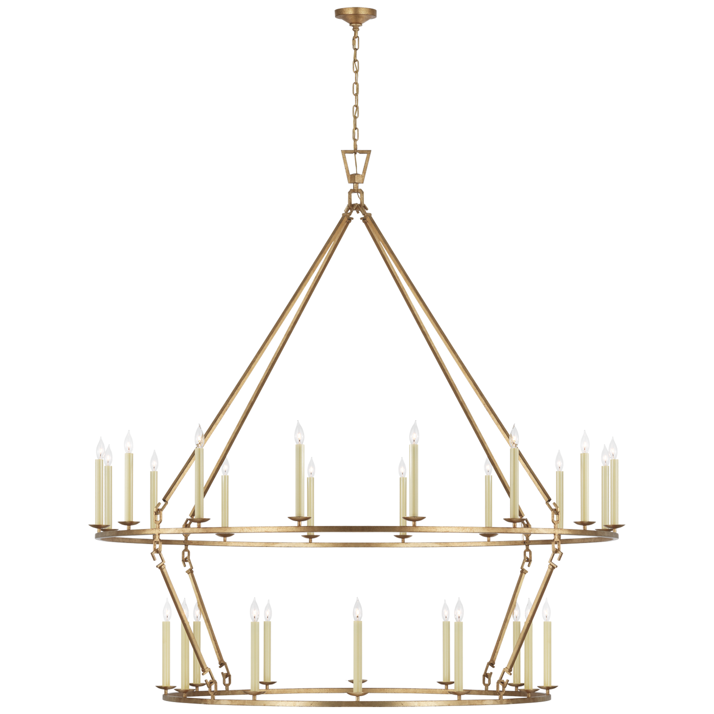 Darlana Grande Two Tier Chandelier in Gilded Iron Open Box