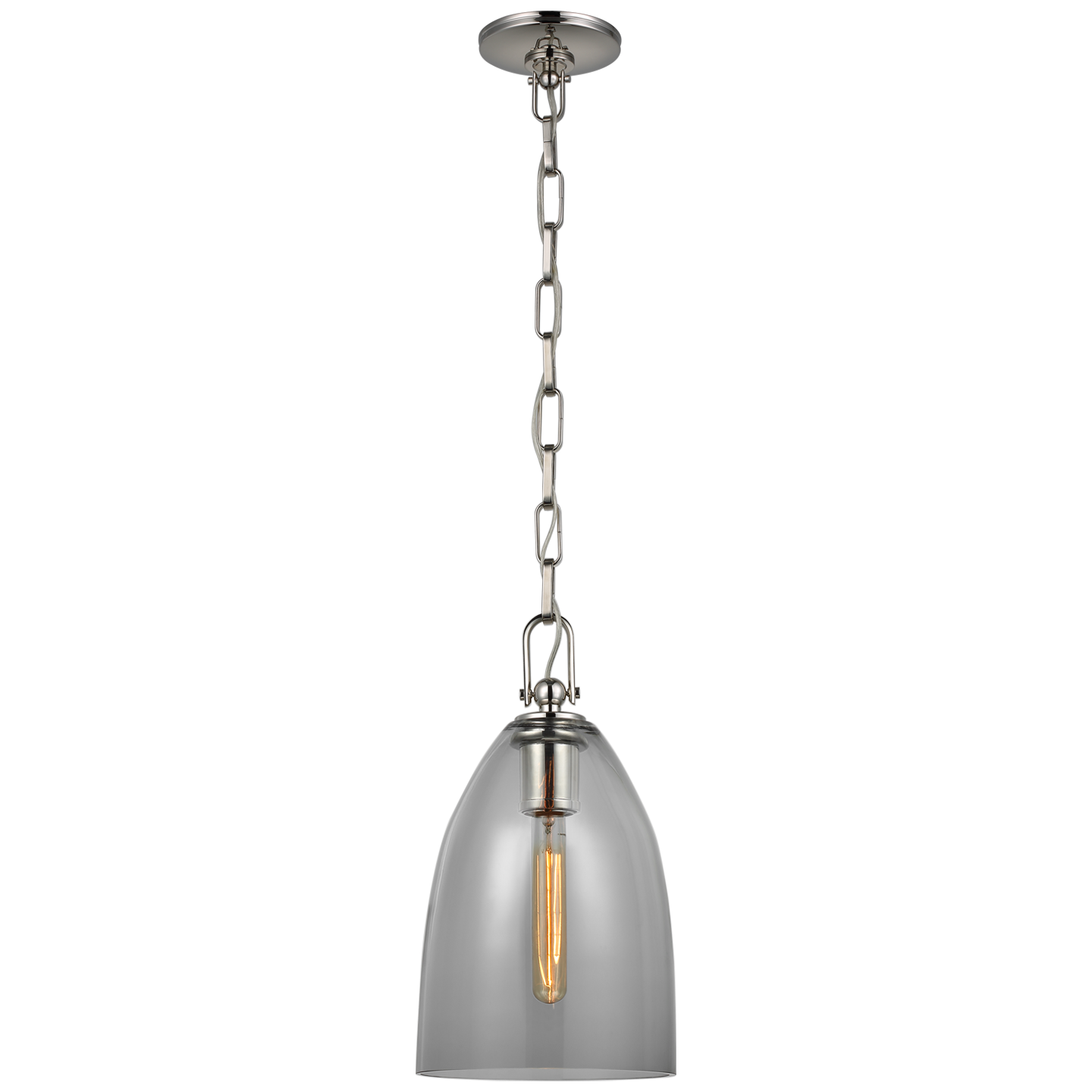 Andros Medium Pendant in Polished Nickel with Smoked Glass Open Box