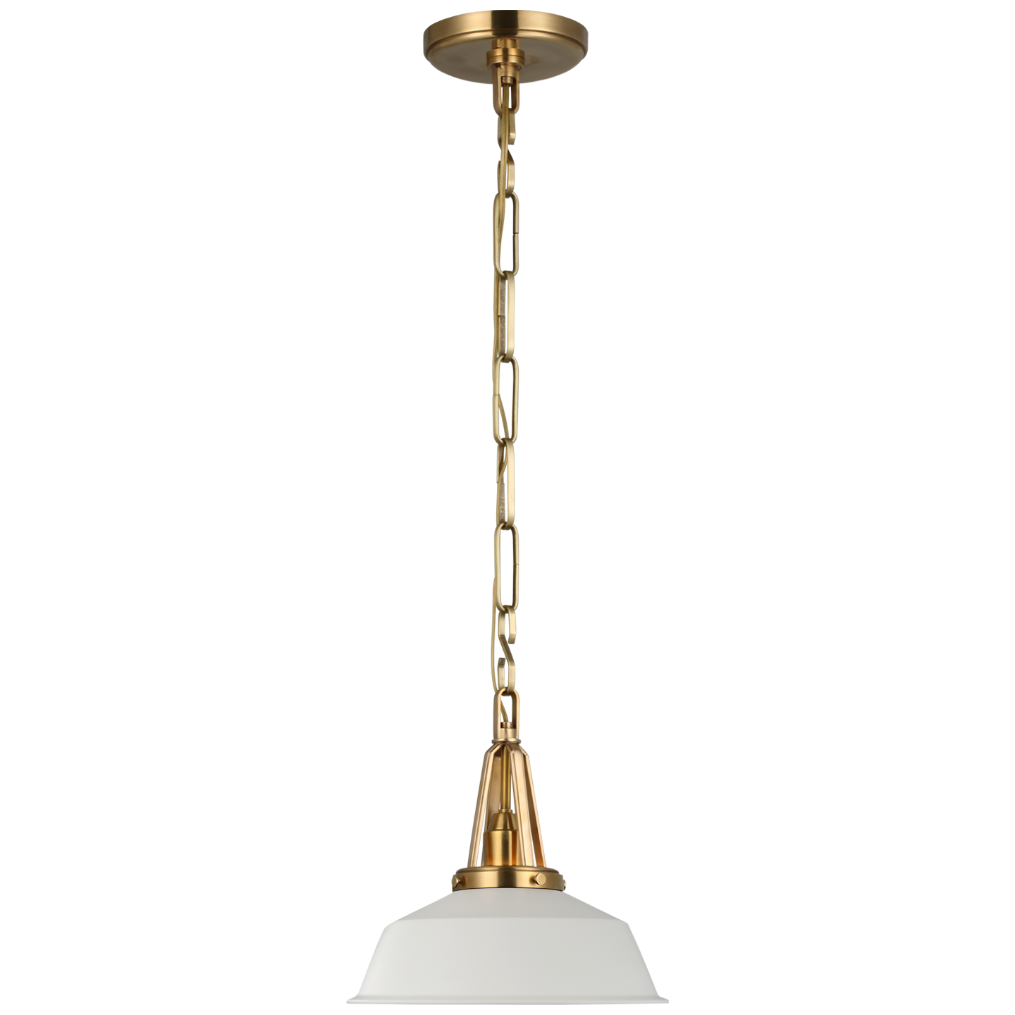 Layton 10" Pendant in Antique-Burnished Brass with Matte White shade Open Box