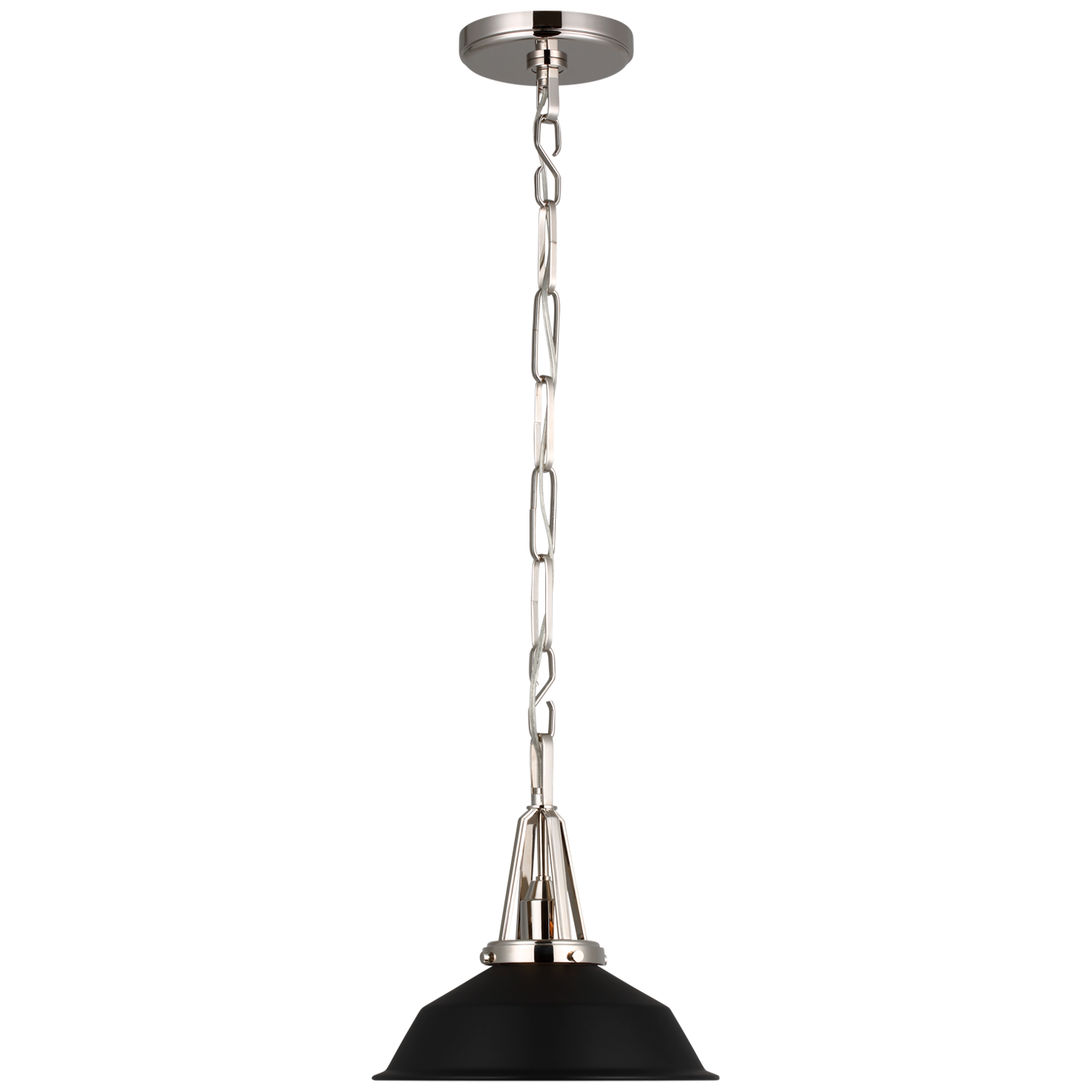 Layton 10" Pendant in Polished Nickel with Matte Black Shade Open Box