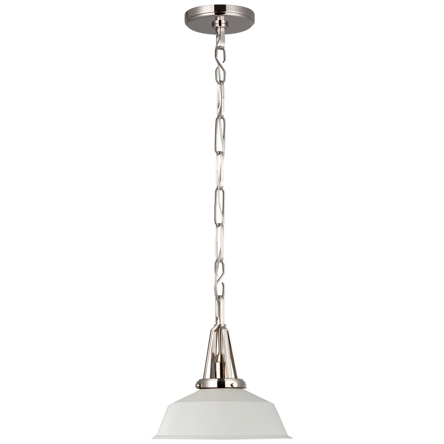 Layton 10" Pendant in Polished Nickel with Matte White Shade Open Box