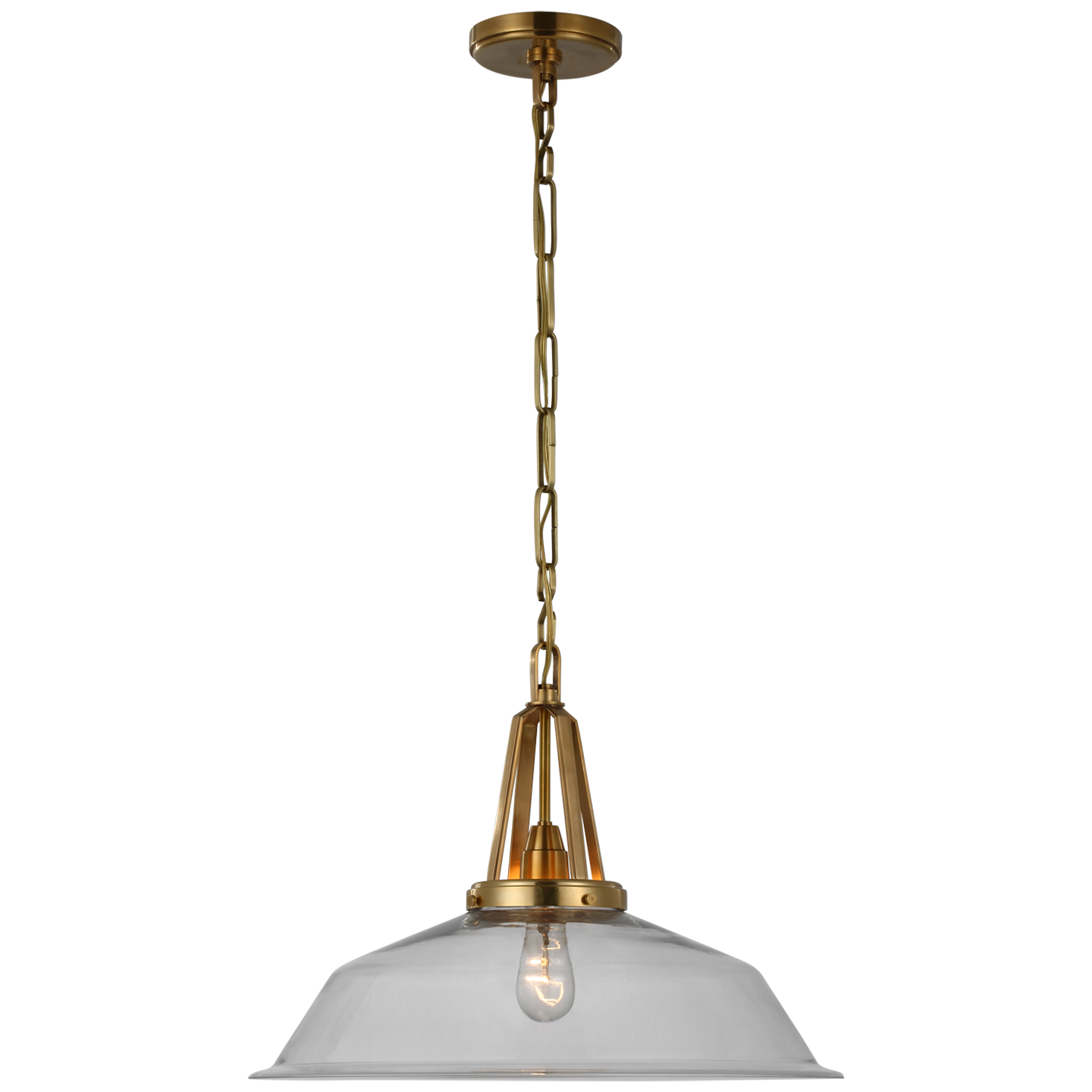 Layton 20" Pendant in Antique-Burnished Brass with Clear Glass  Open Box