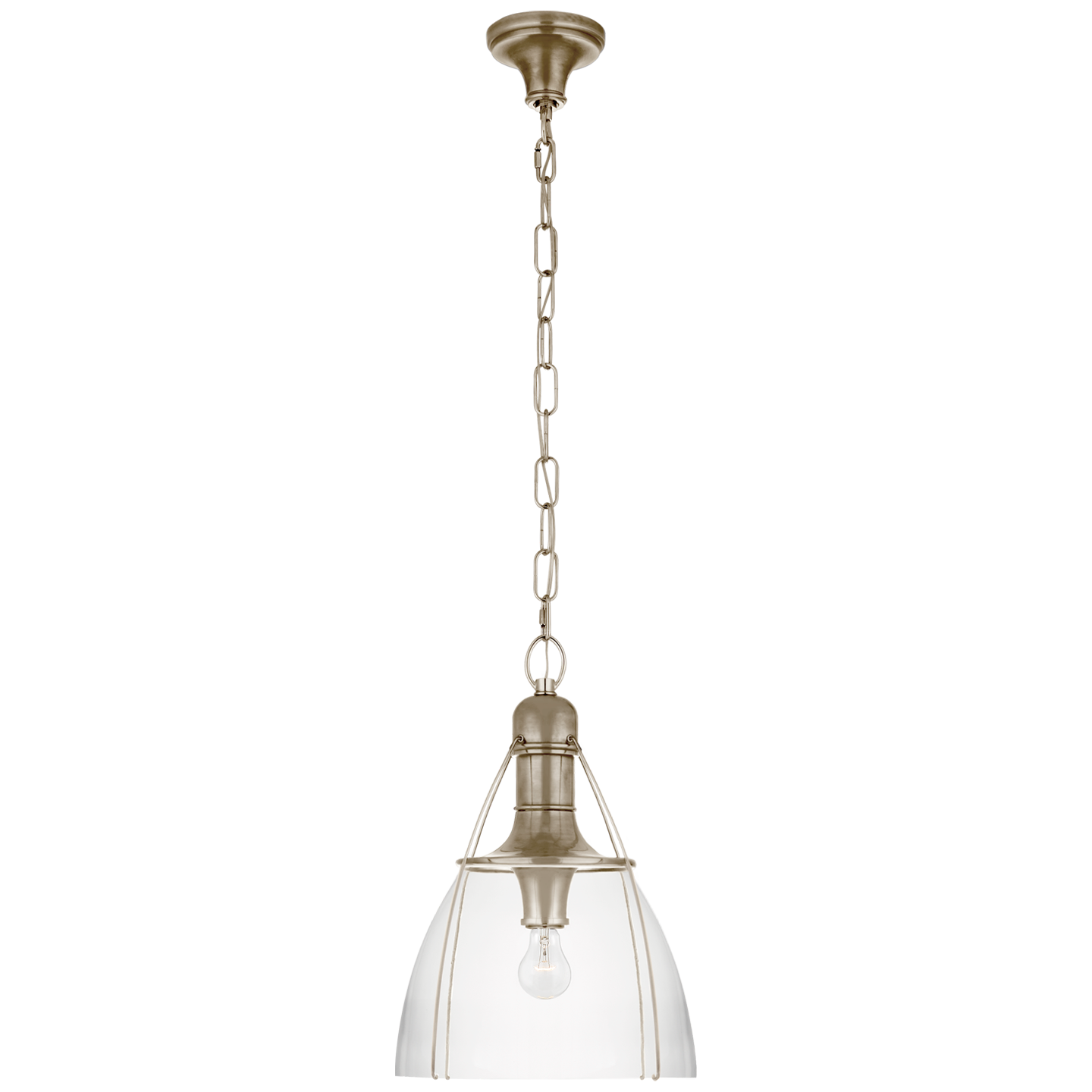 Prestwick 14" Pendant in Antique Nickel with Clear Glass Open Box