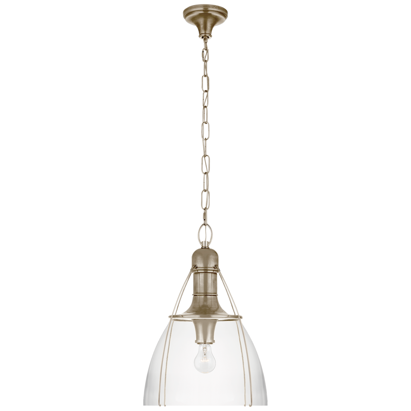 Prestwick 18" Pendant in Antique Nickel with Clear Glass Open Box