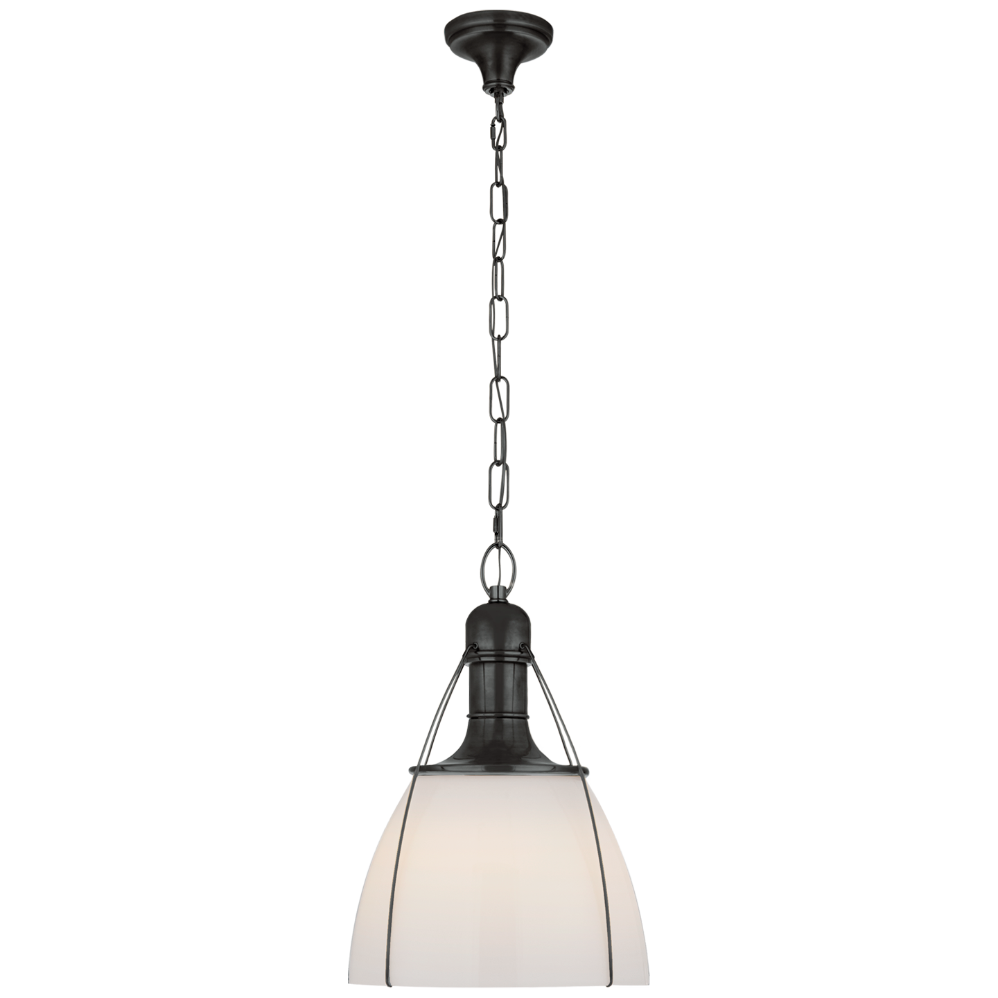 Prestwick 18" Pendant in Bronze with White Glass Open Box