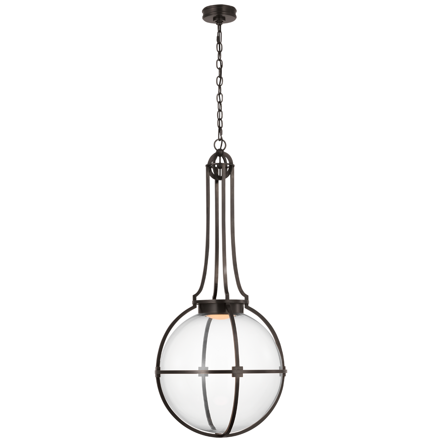 Gracie Large Captured Globe Pendant in Bronze with Clear Glass Open Box