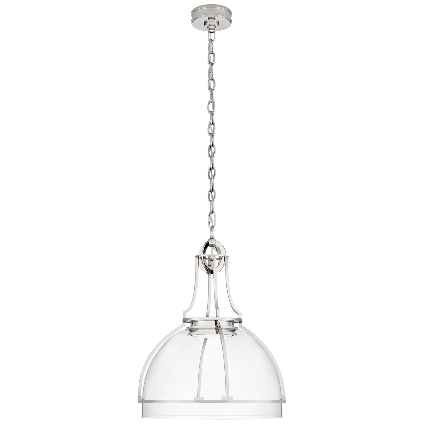 Gracie Large Dome Pendant in Polished Nickel with Clear Glass  Open Box
