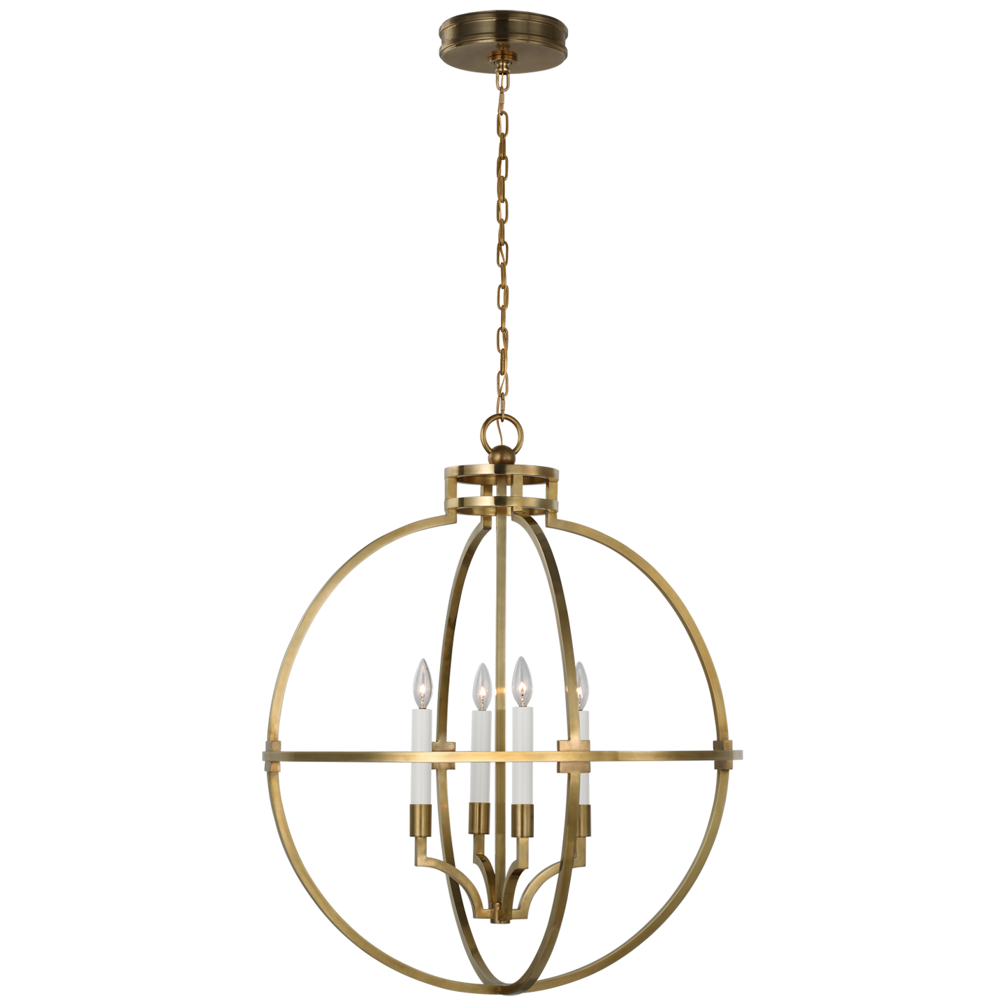 Lexie 30" Globe Lantern in Antique-Burnished Brass Open Box