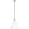Parkington 15" Conical Pendant in Polished Nickel with Clear Glass