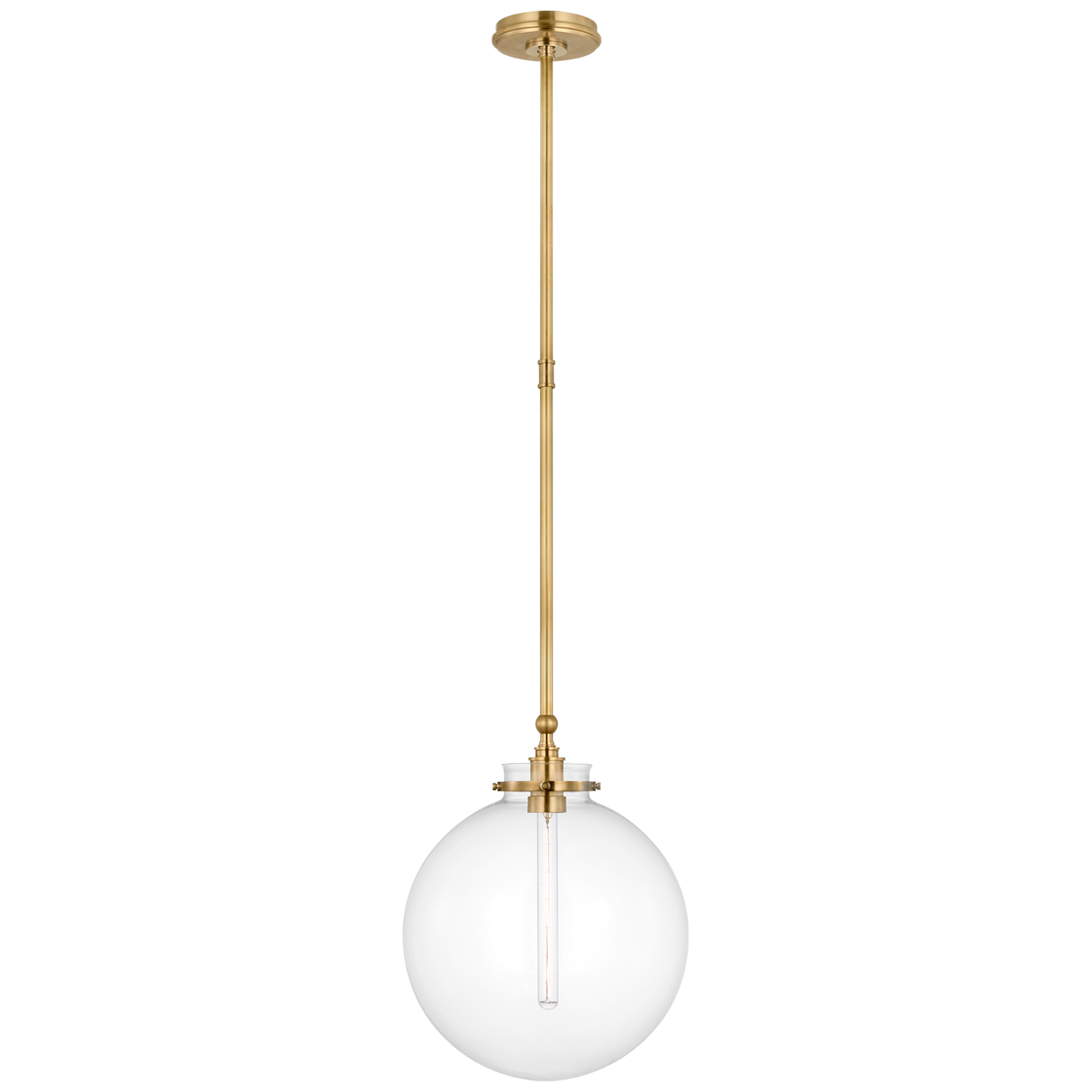 Parkington 14" Globe Pendant in Antique-Burnished Brass with Clear Glass
