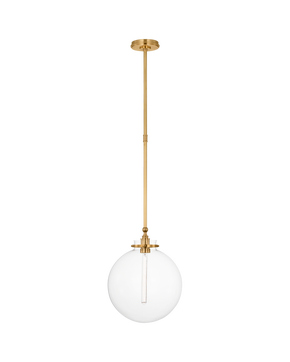 Parkington 14" Globe Pendant in Antique-Burnished Brass with Clear Glass