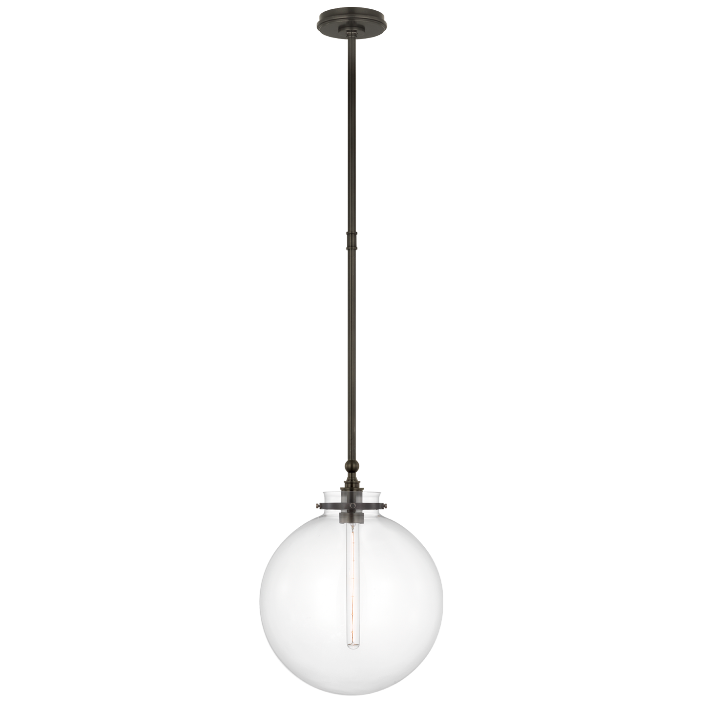 Parkington 14" Globe Pendant in Bronze with Clear Glass