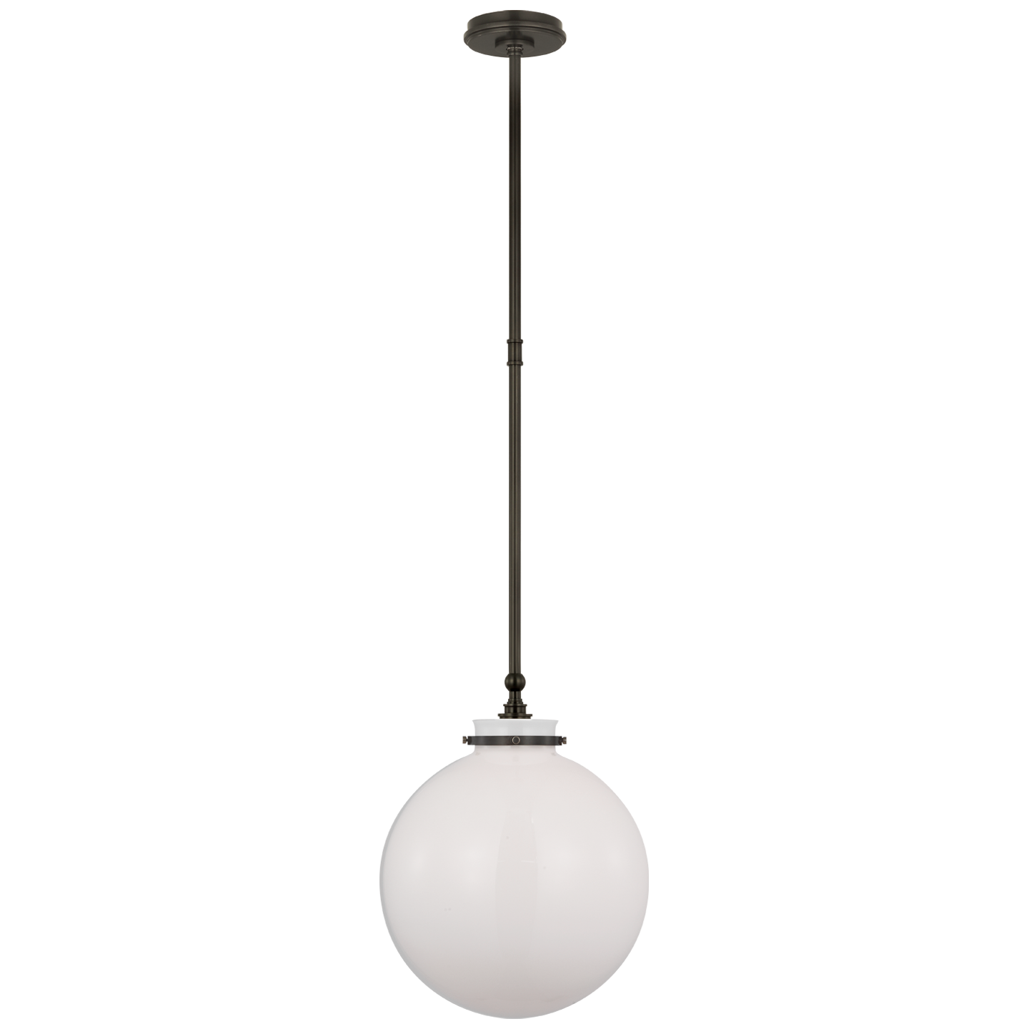 Parkington 14" Globe Pendant in Bronze with White Glass Open Box