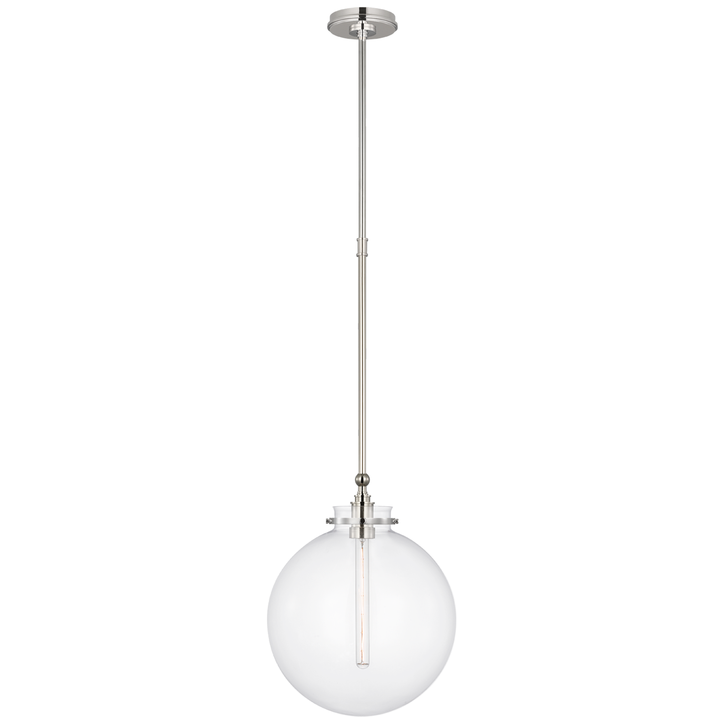 Parkington 14" Globe Pendant in Polished Nickel with Clear Glass
