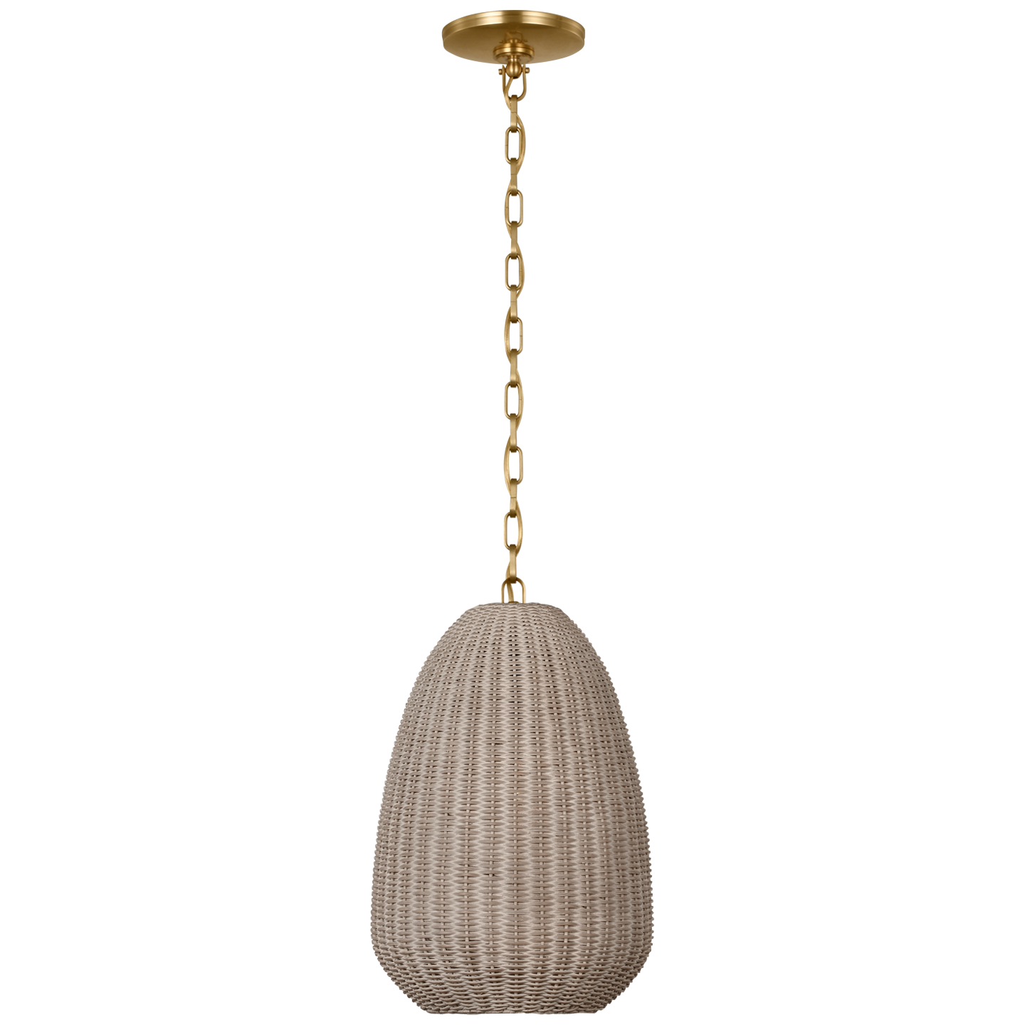 Kokomo 12" Pendant in Antique-Burnished Brass with Ash Wicker Shade
