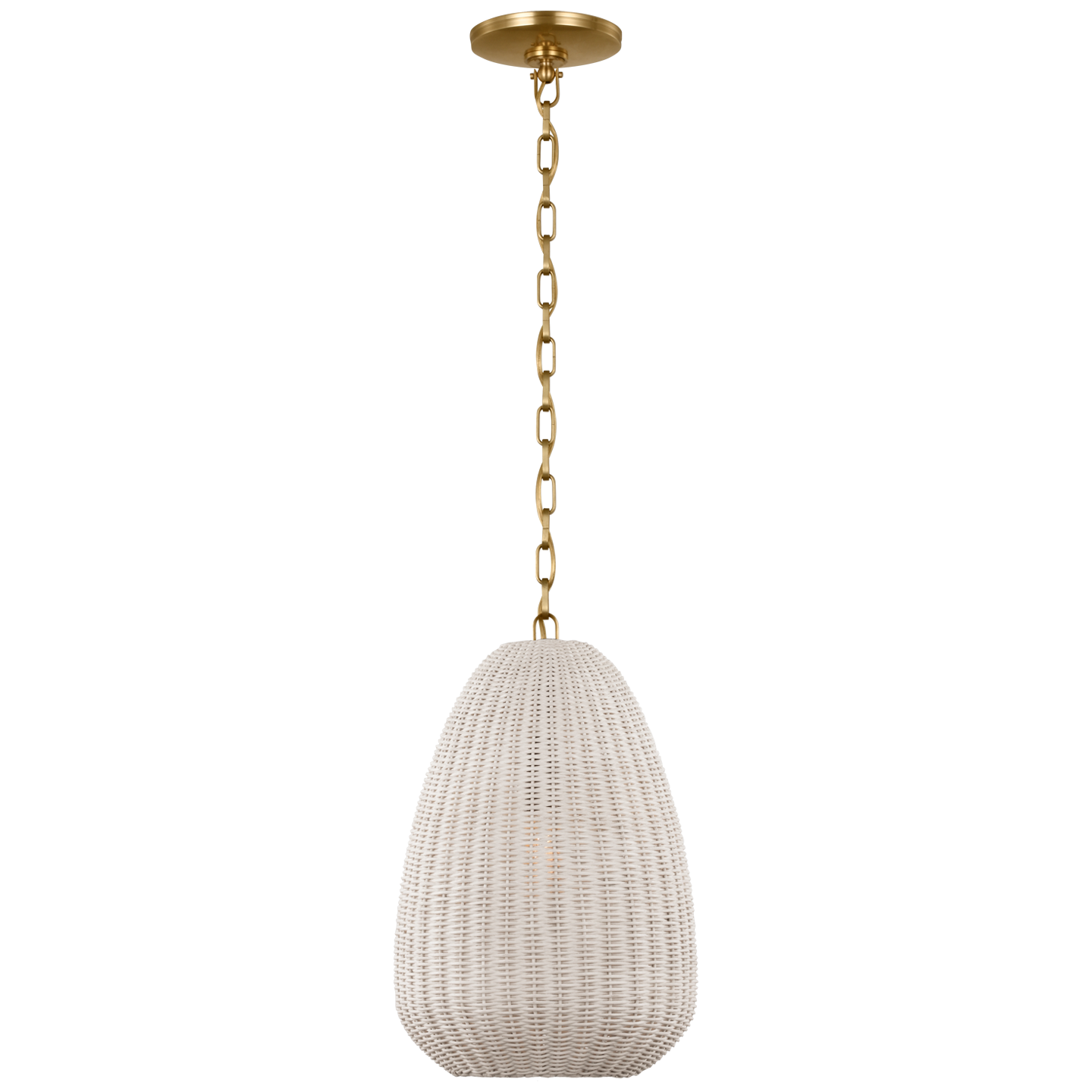Kokomo 12" Pendant in Antique-Burnished Brass with Chalk Wicker Shade