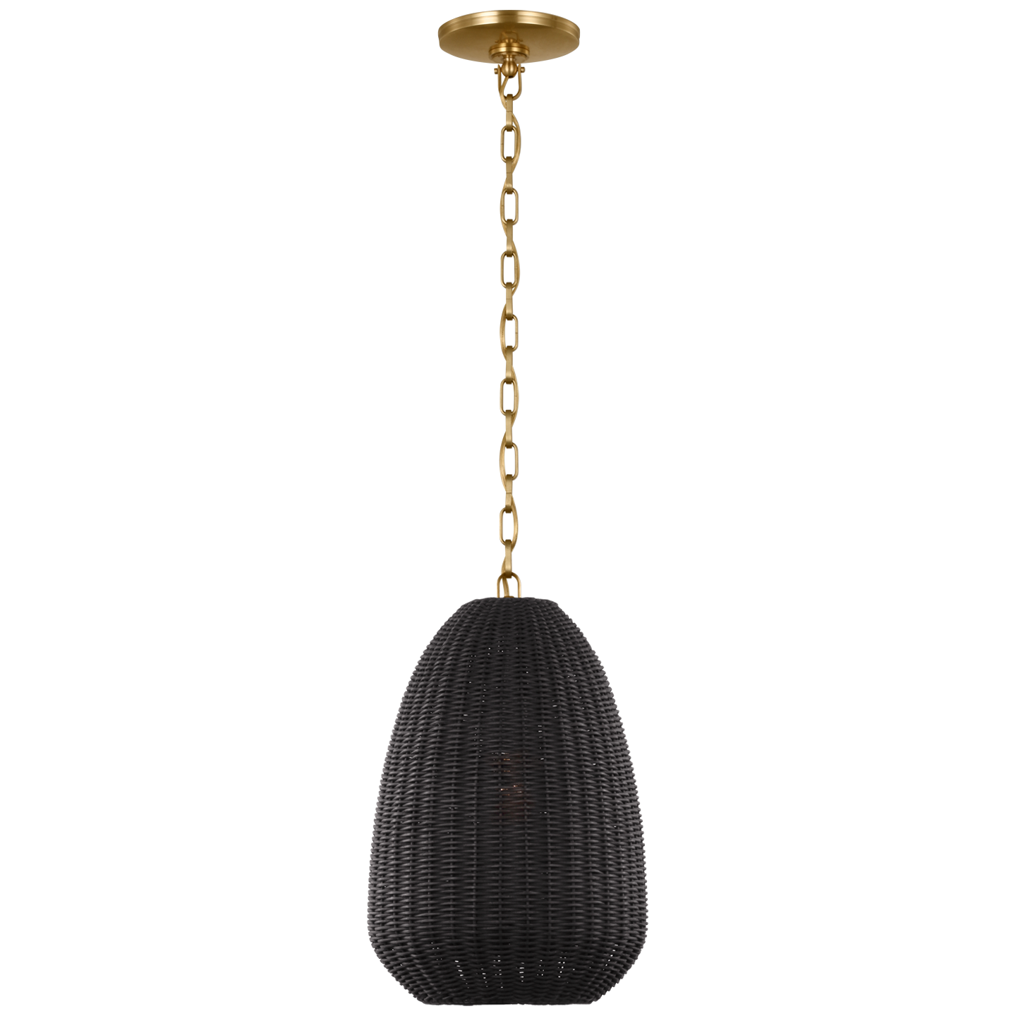 Kokomo 12" Pendant in Antique-Burnished Brass with Charcoal Wicker Shade
