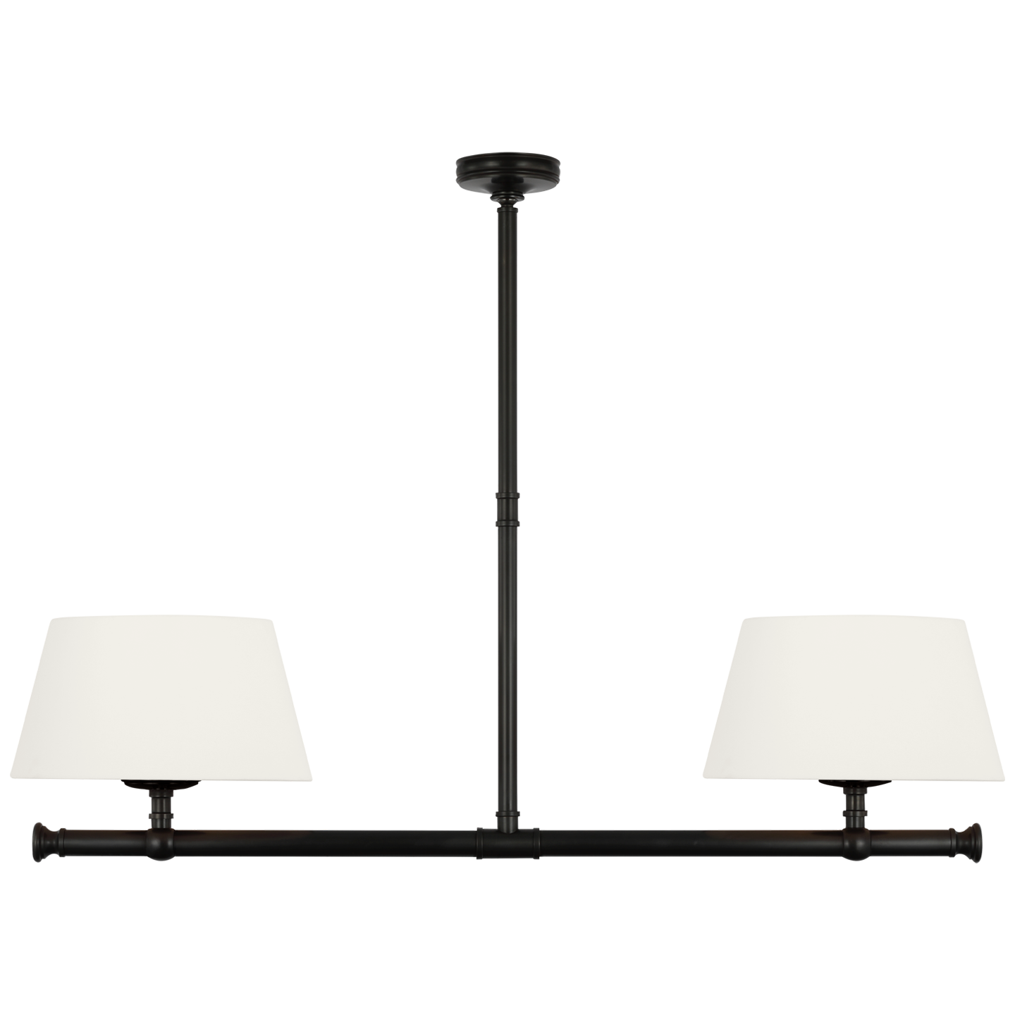 Marion 56" Linear Chandelier in Bronze with Linen Shades