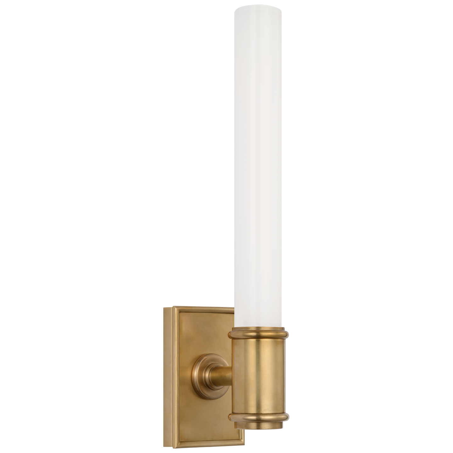 Owen 14" Single Bath Light in Antique-Burnished Brass with White Glass