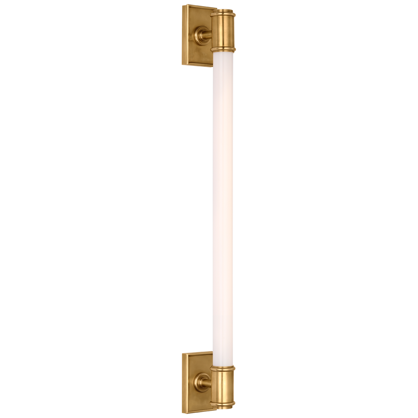 Owen 30" Linear Bath Light in Antique-Burnished Brass with White Glass