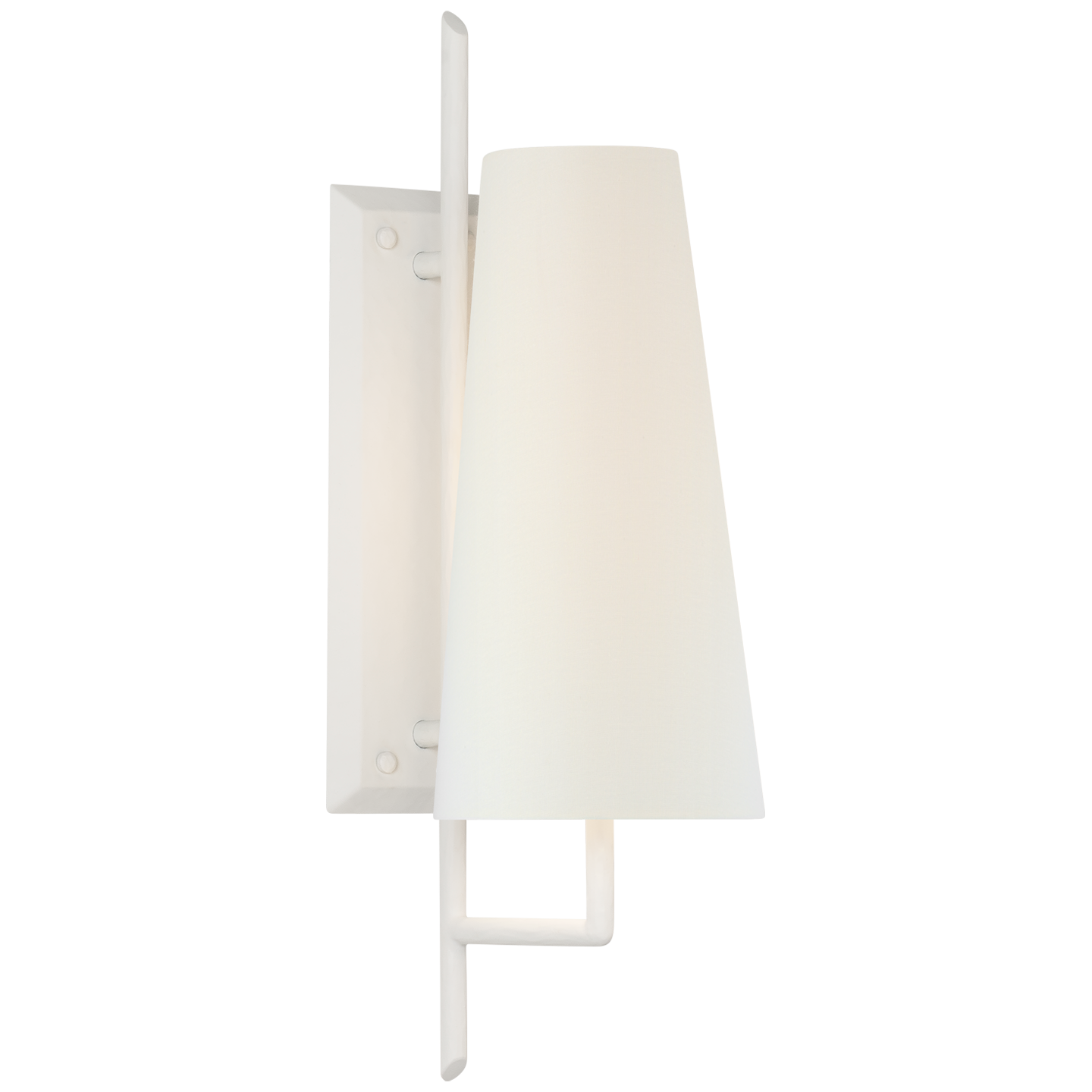 Ashton Large Single Sculpted Sconce in Plaster White with Linen Shade Open Box