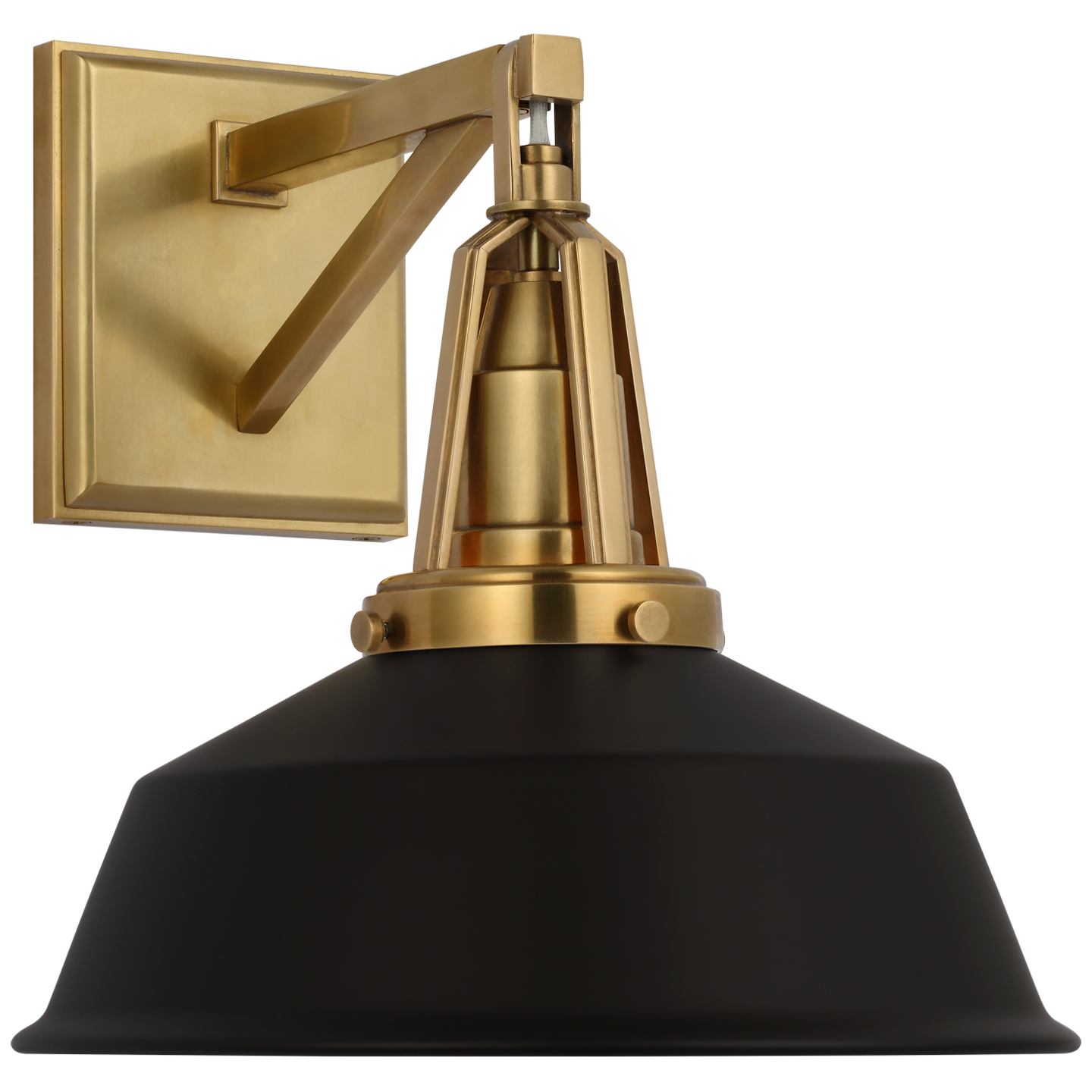 Layton 10" Sconce in Antique-Burnished Brass with Matte Black Shade Open Box