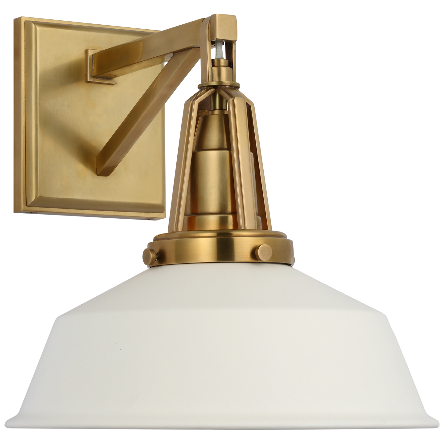 Layton 10" Sconce in Antique-Burnished Brass with Matte White shade Open Box