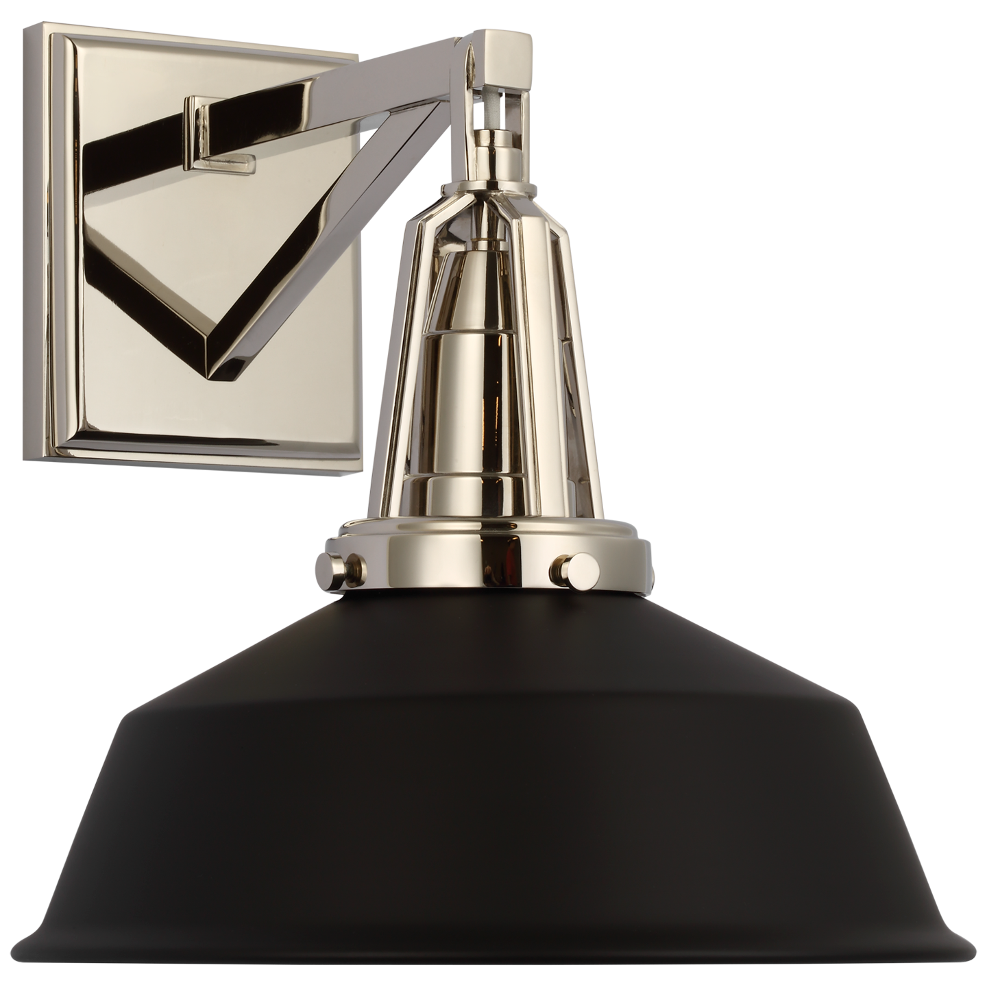 Layton 10" Sconce in Polished Nickel with Matte Black Shade Open Box
