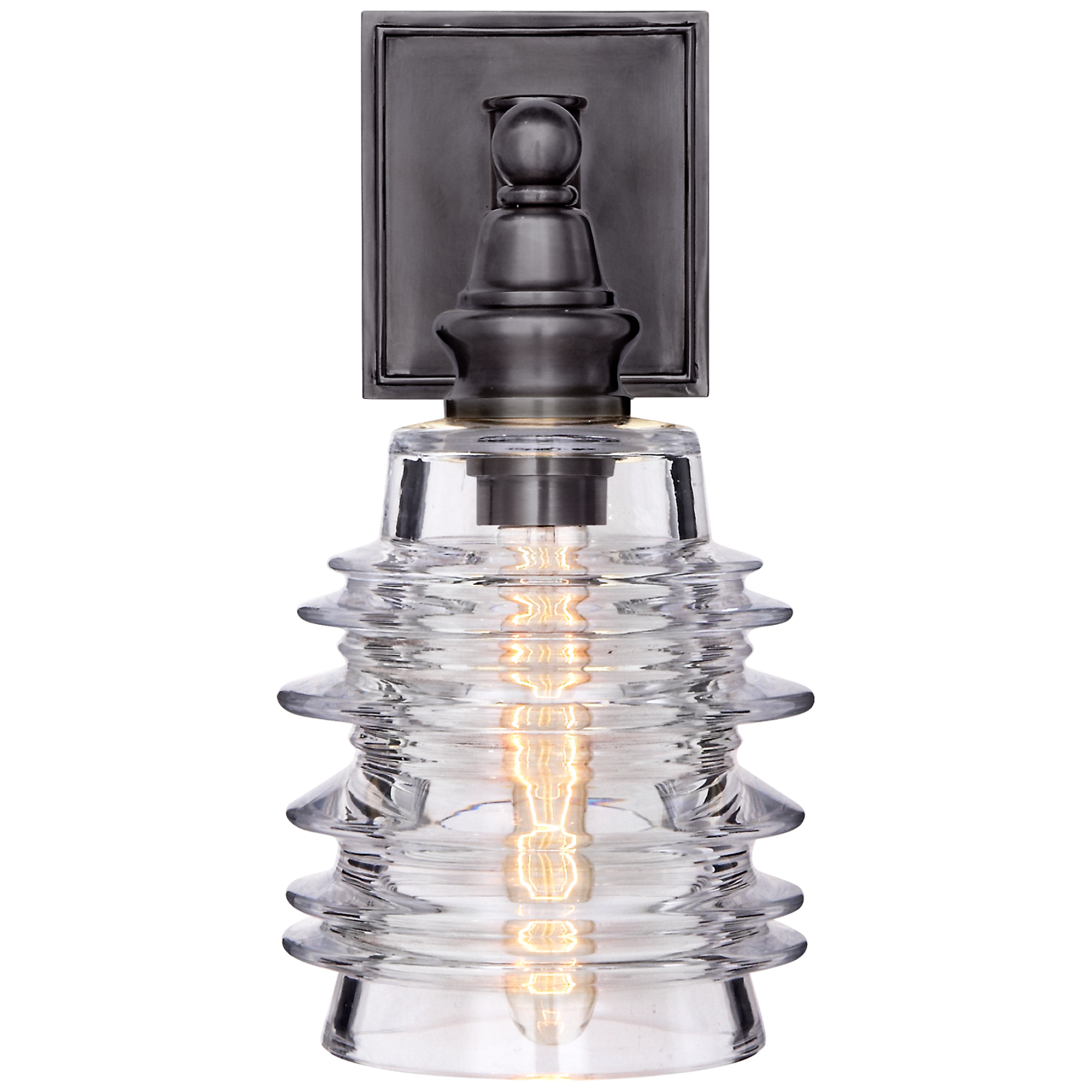 Covington Sconce in Bronze with Clear Ribbed Wide Glass Open Box