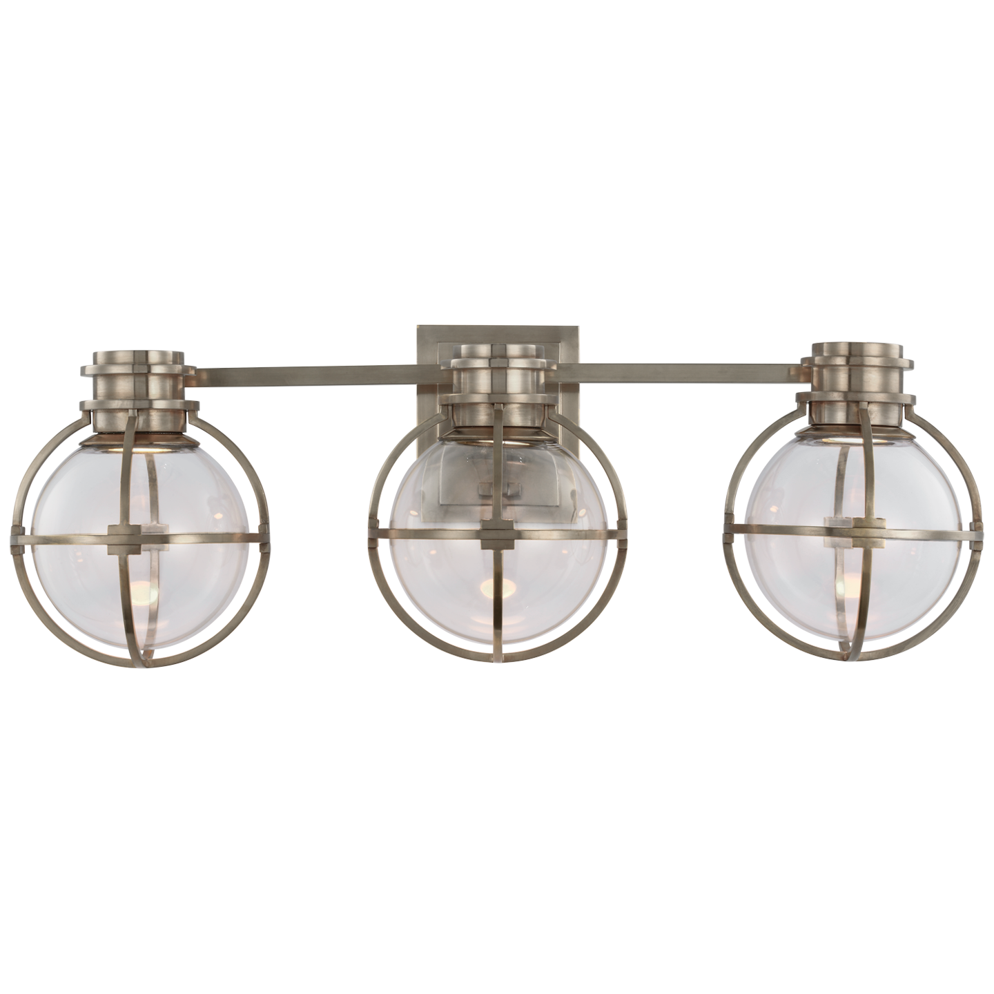 Gracie Triple Sconce in Antique Nickel with Clear Glass Open Box