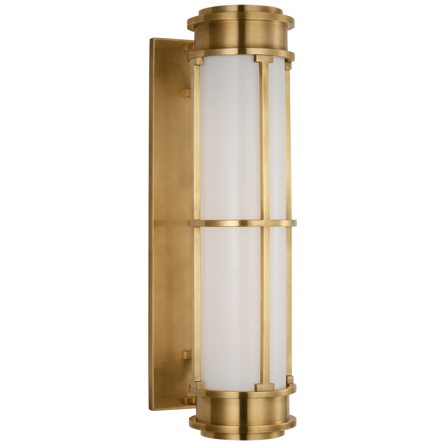 Gracie 19" Linear Sconce in Antique-Burnished Brass with White Glass