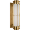 Gracie 19" Linear Sconce in Antique-Burnished Brass with White Glass