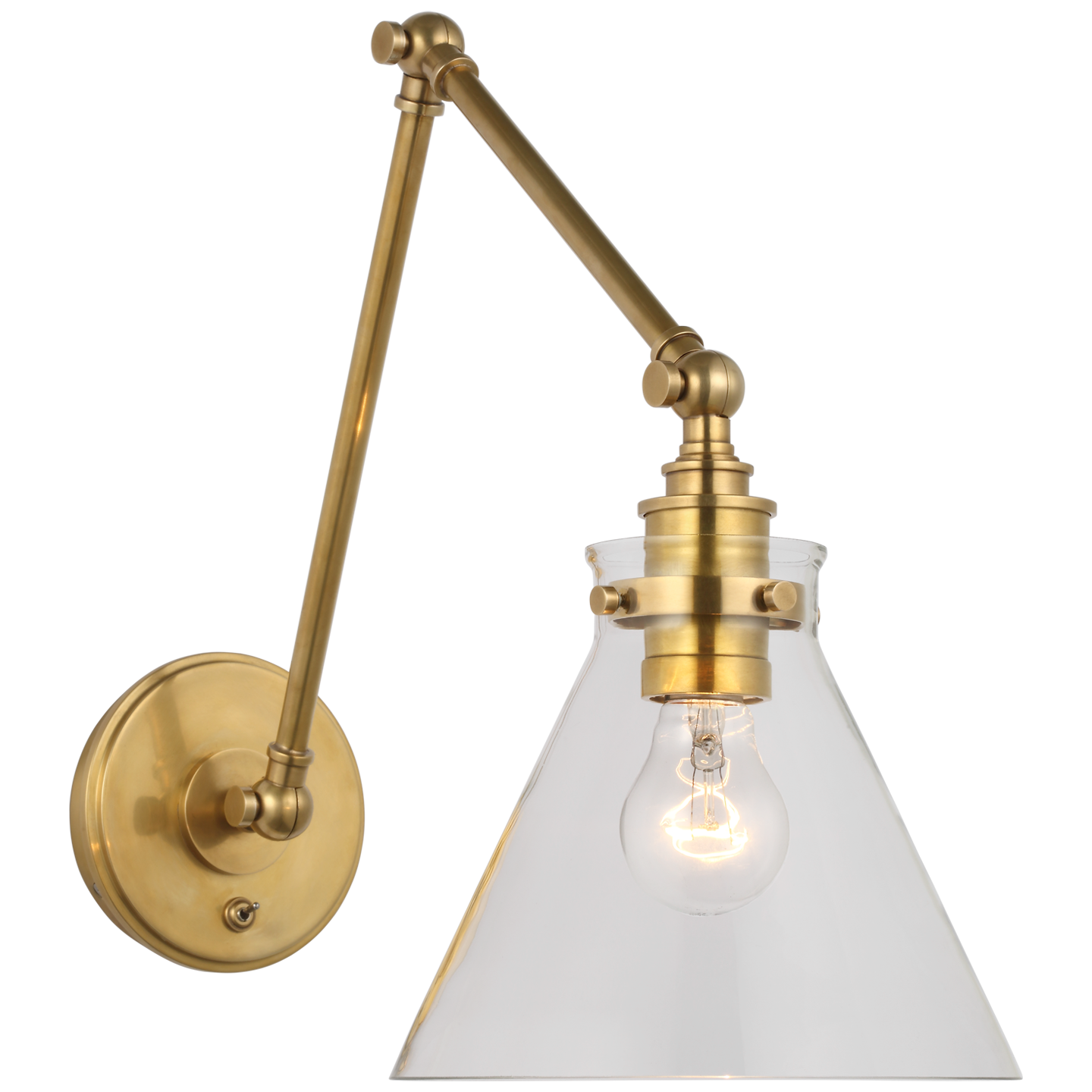 Parkington Double Library Wall Light in Antique-Burnished Brass with Clear Glass Open Box