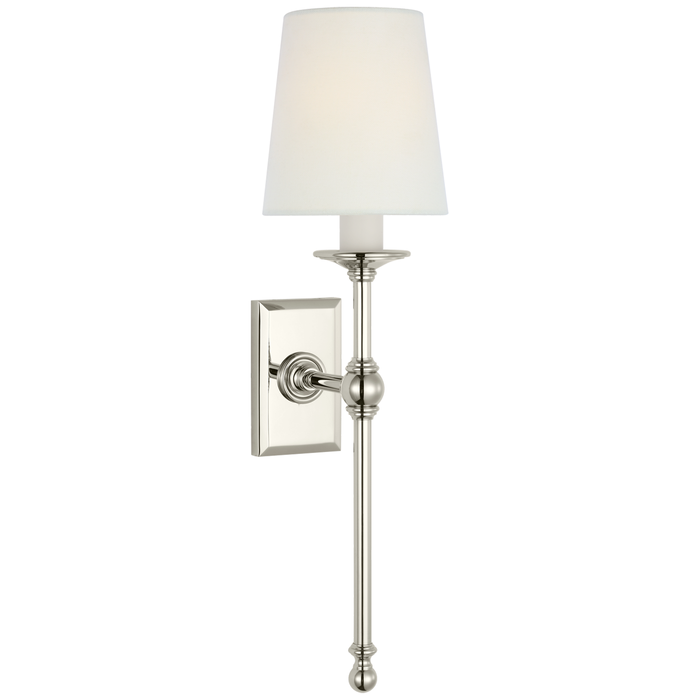 Classic 19" Tail Sconce in Polished Nickel with Linen Shades Open Box