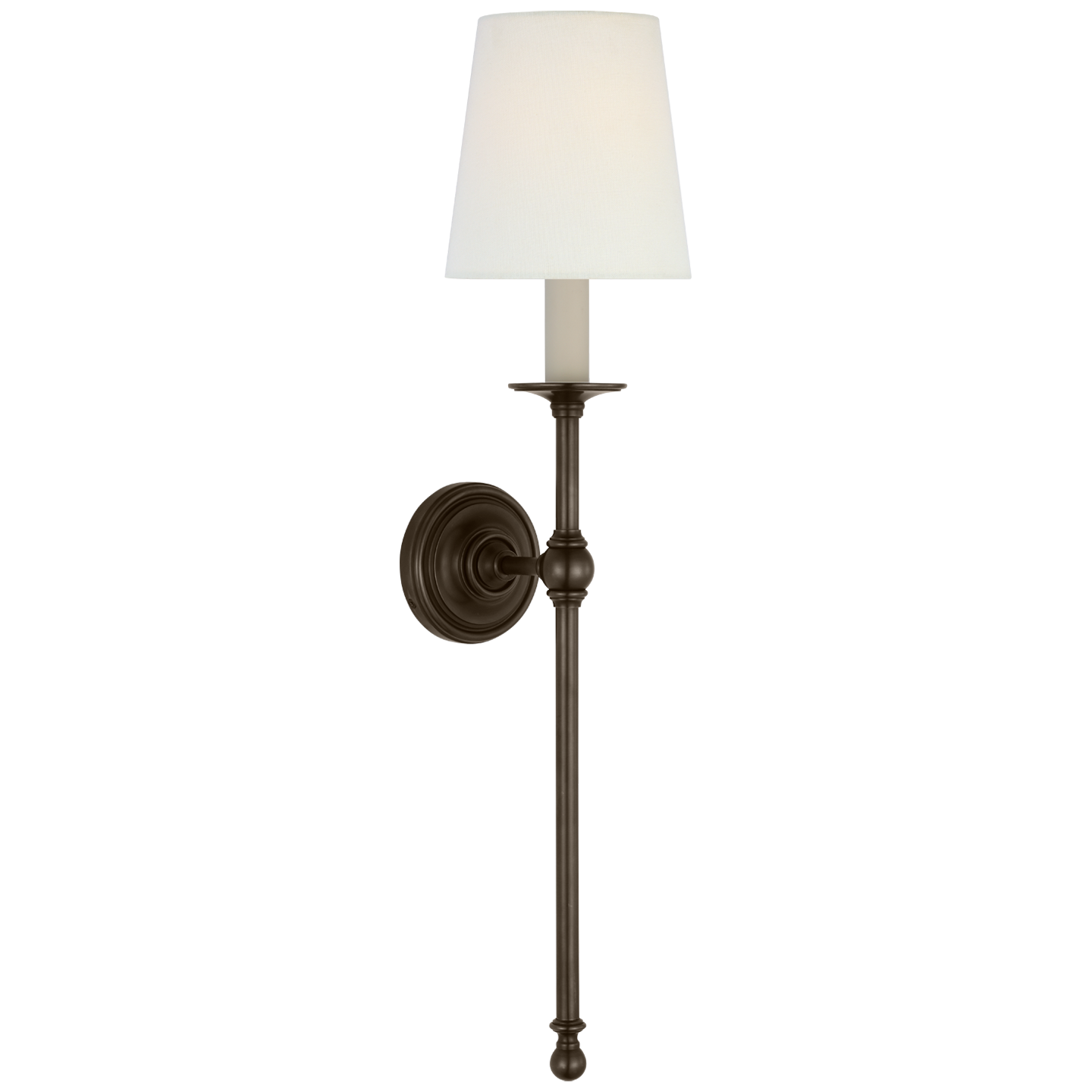 Classic 27" Tail Sconce in Bronze with Linen Shade