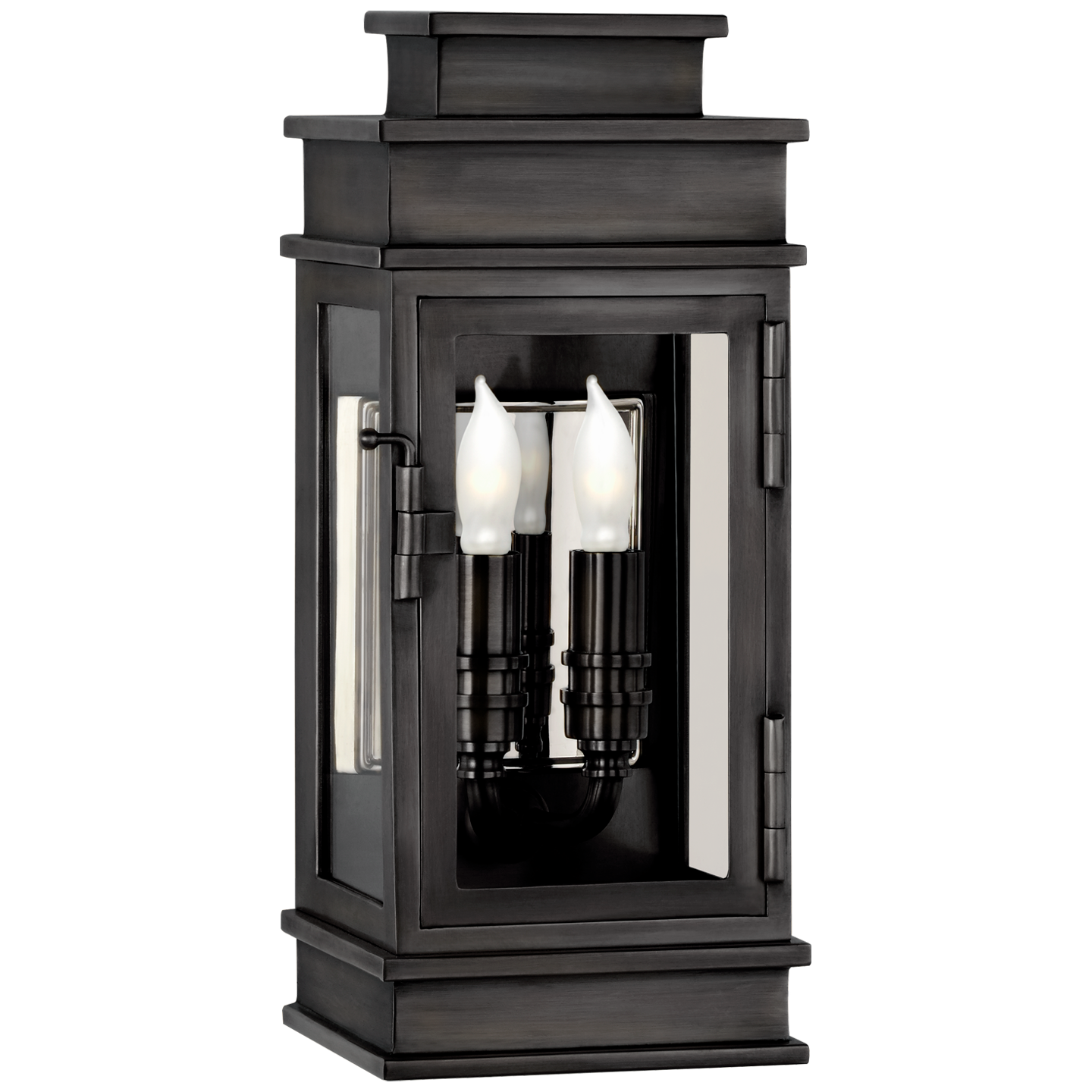 Linear Mini Wall Lantern in Bronze with Clear Glass Open Box