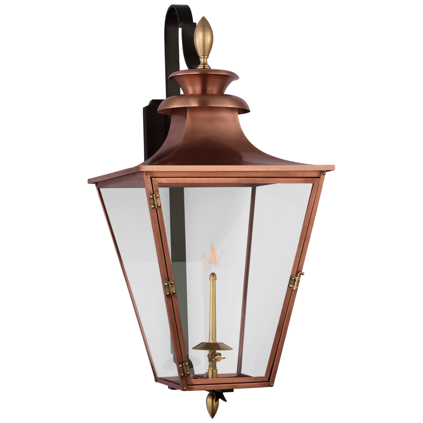 Albermarle Medium Bracketed Gas Wall Lantern in Soft Copper and Brass with Clear Glass  Open Box