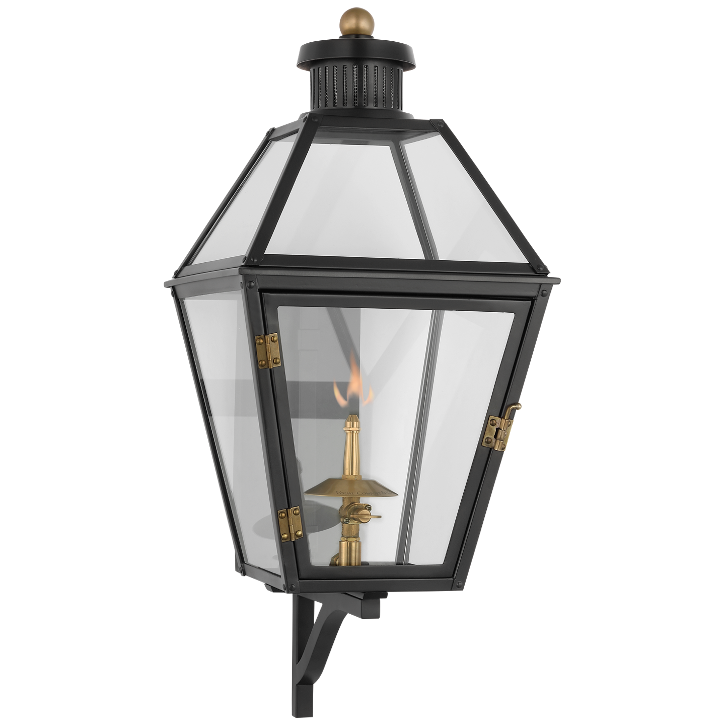 Stratford Small Bracketed Gas Wall Lantern in Matte Black with Clear Glass  Open Box