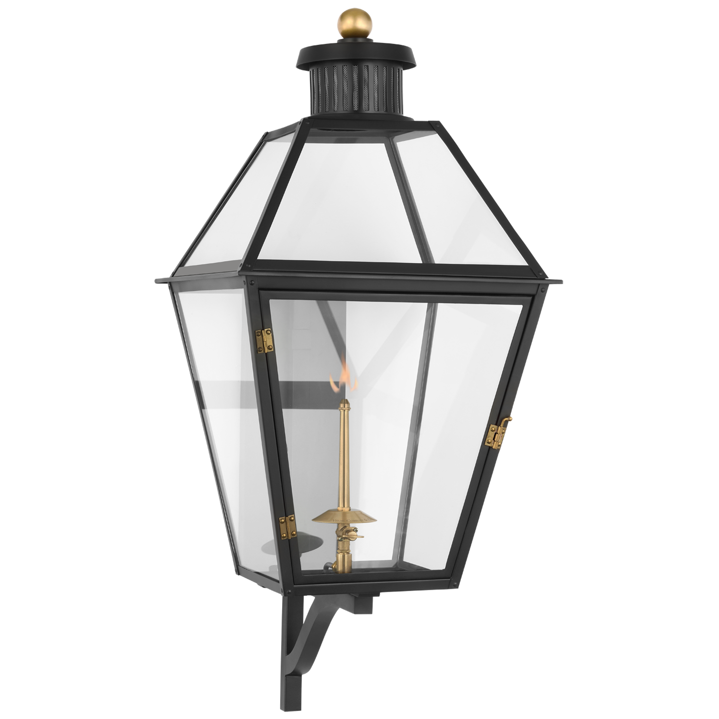 Stratford Large Bracketed Gas Wall Lantern in Matte Black with Clear Glass  Open Box