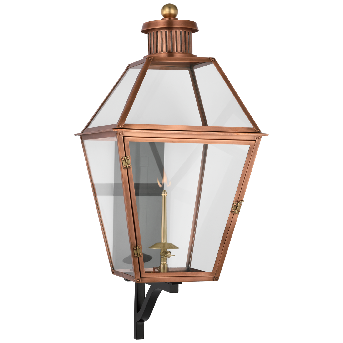 Stratford Large Bracketed Gas Wall Lantern in Soft Copper with Clear Glass  Open Box