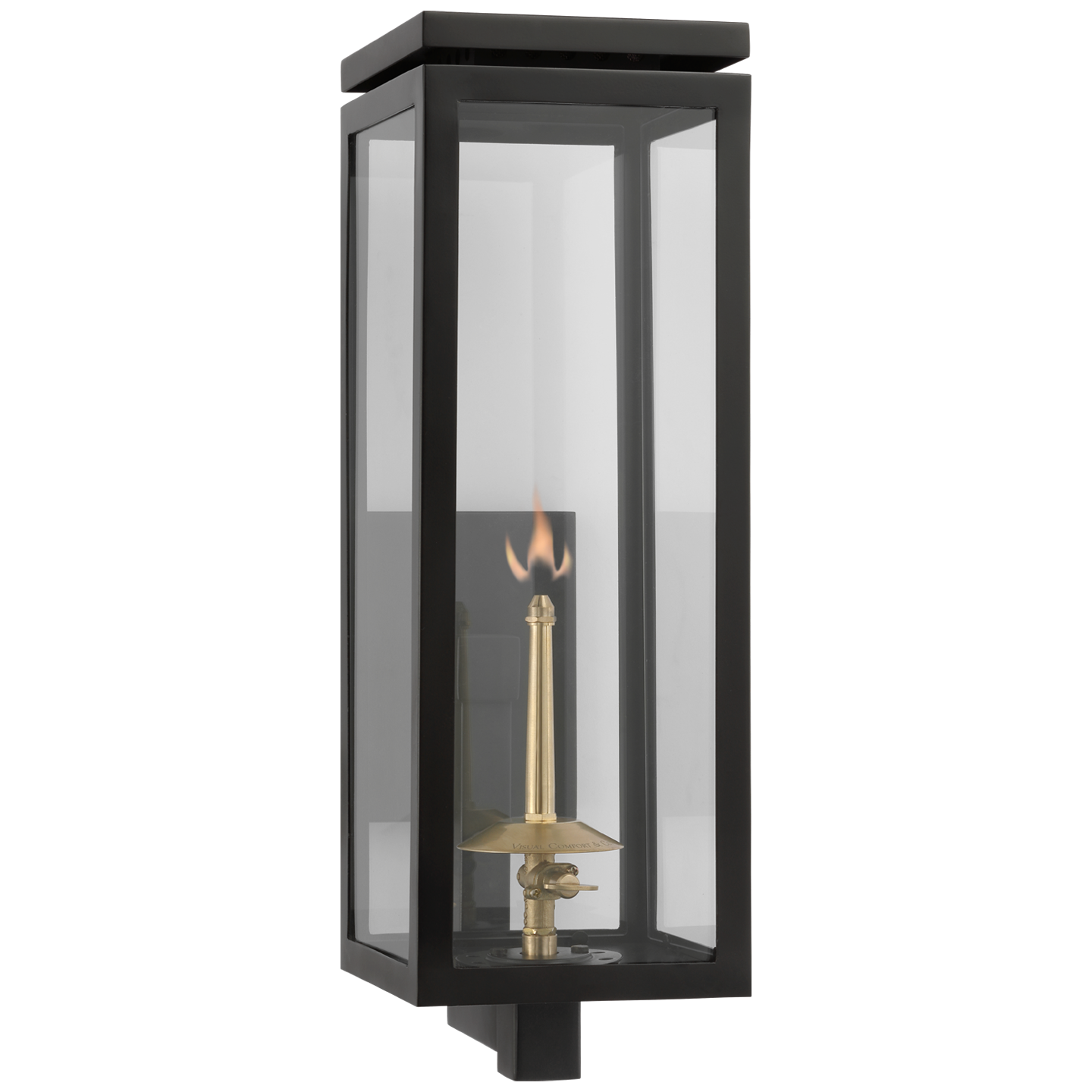 Fresno Medium Bracketed Gas Wall Lantern in Matte Black with Clear Glass  Open Box