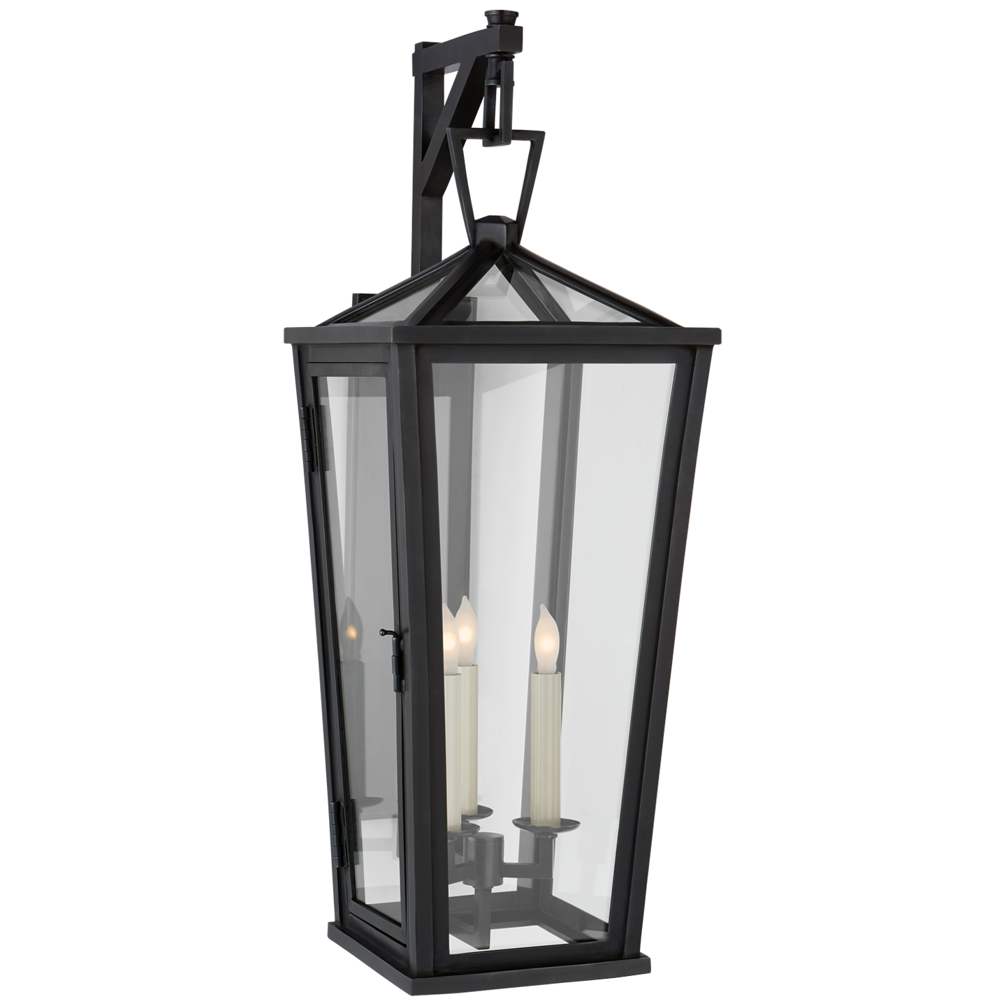 Darlana Medium Tall Bracketed Wall Lantern in Bronze with Clear Glass Open Box