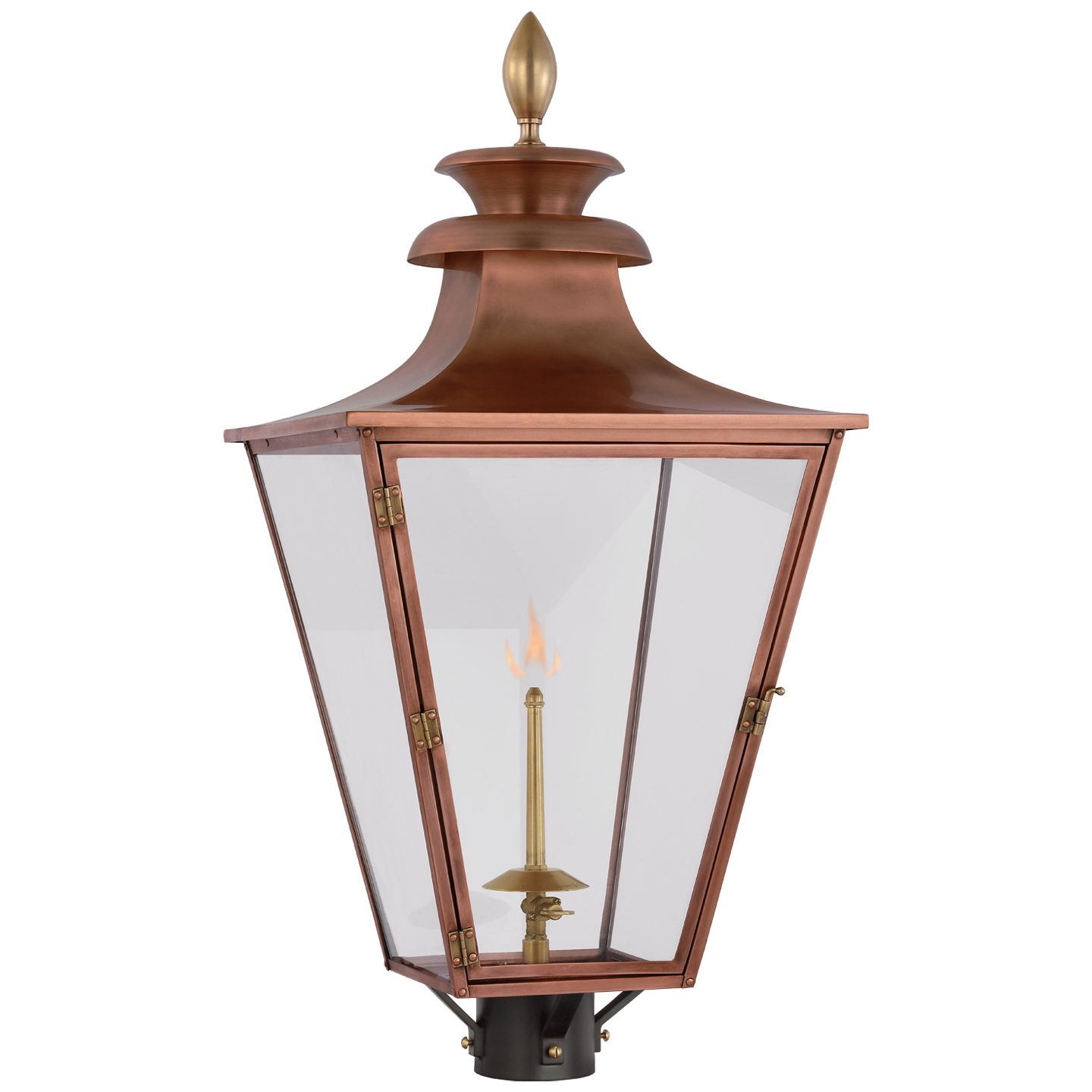 Albermarle Gas Post Light in Soft Copper and Brass with Clear Glass  Open Box