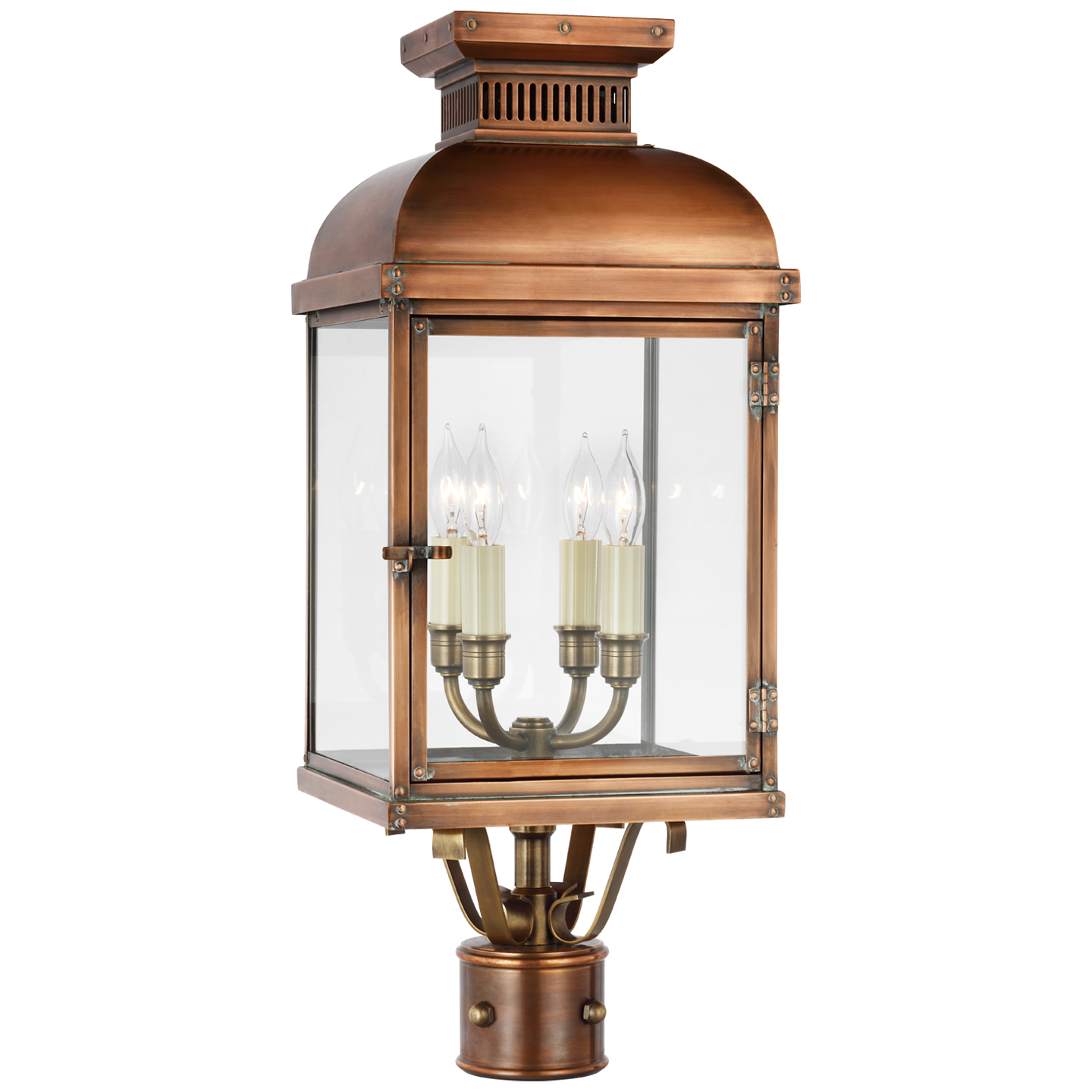 Suffork Post Lantern in Natural Copper with Clear Glass Open Box
