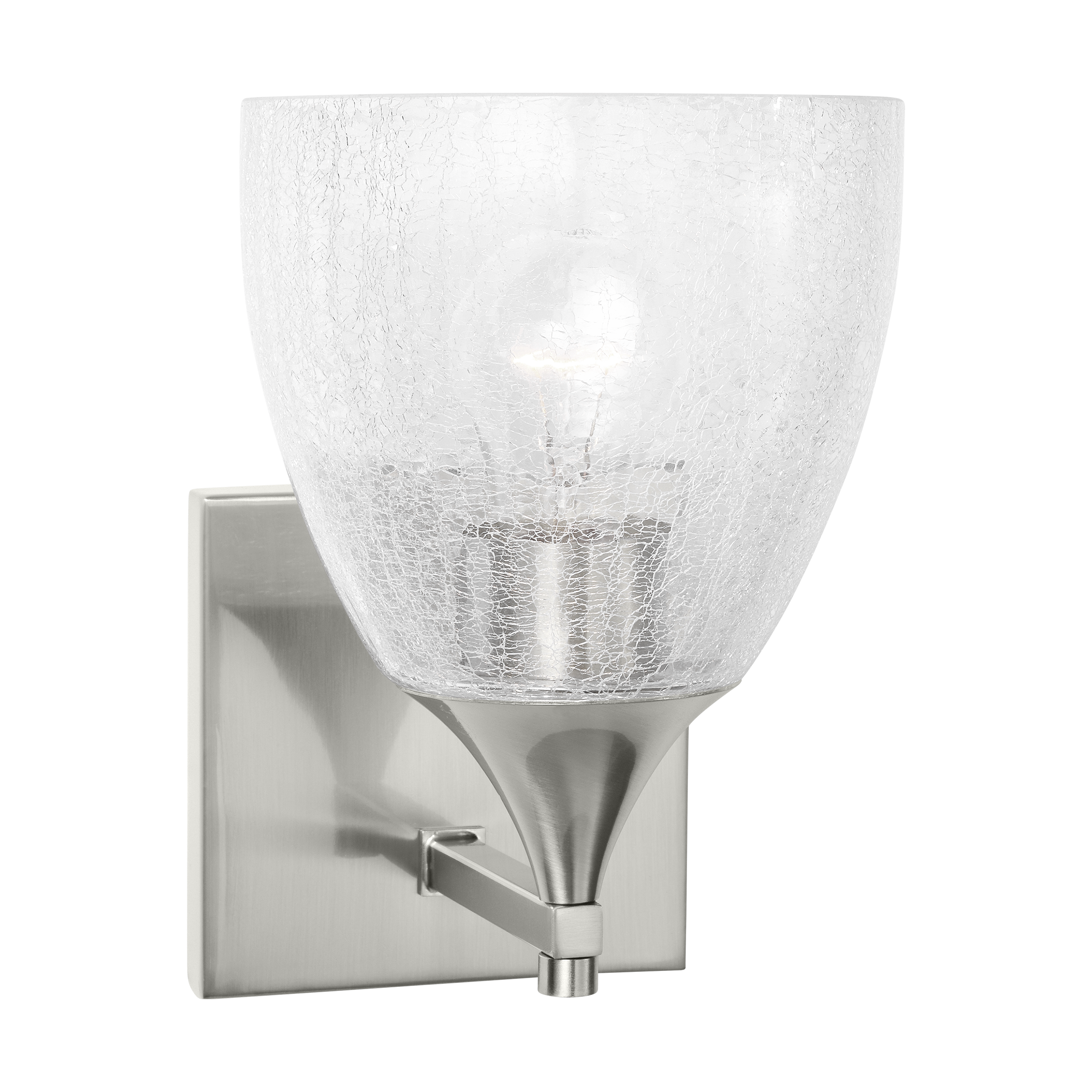 Toffino 1-Light Bath Sconce in Brushed Nickel with Clear Crackle Glass
