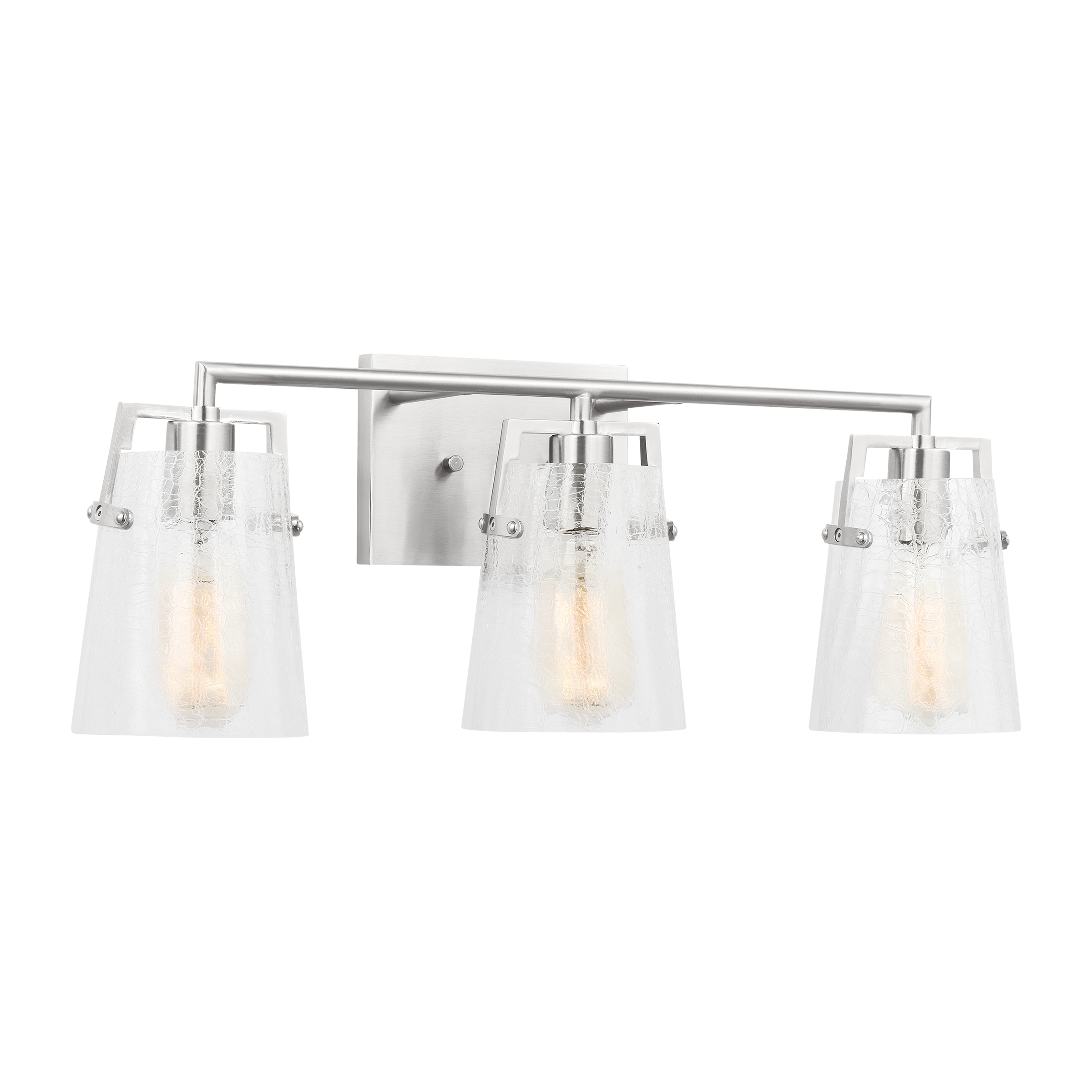 Crofton 3 - Light Vanity Brushed Nickel Clear Crackle Glass
