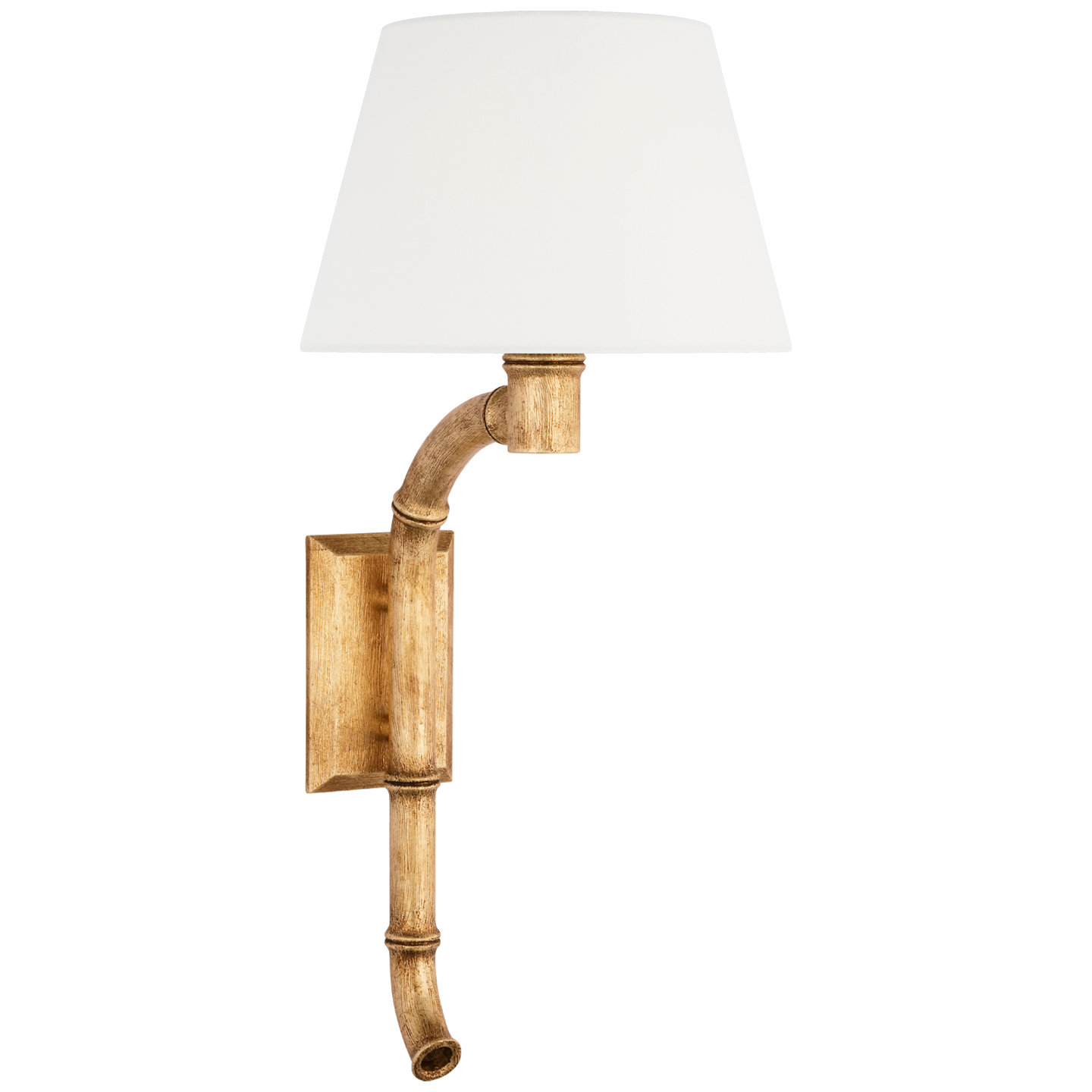 Alana 27" Curved Tail Sconce in Gilded Plaster with Linen Shade Open Box