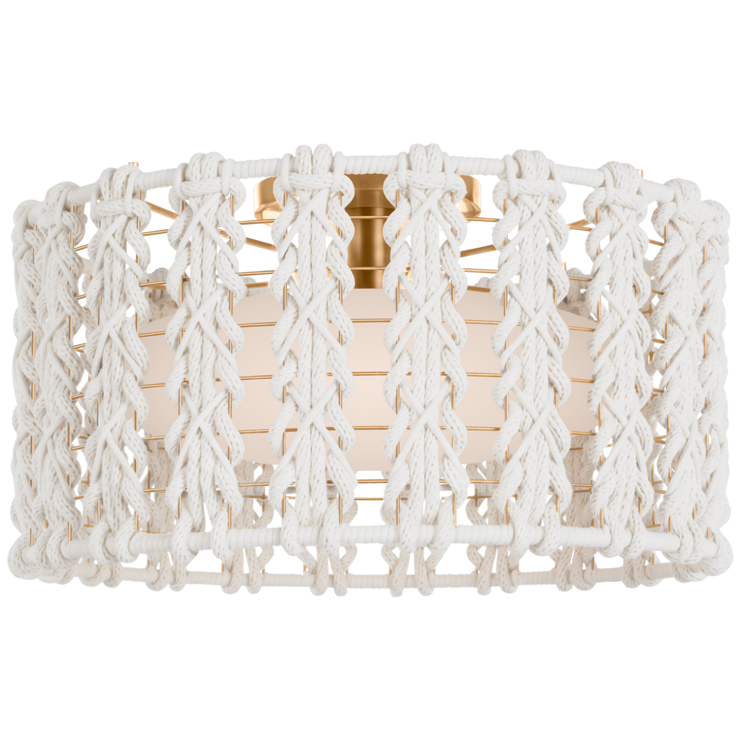 Catania 17" Flush Mount in Antique-Burnished Brass with Cream Braided Rope