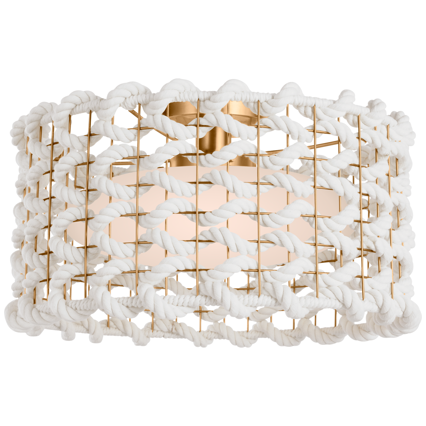 Catania 17" Flush Mount in Antique-Burnished Brass with Cream Woven Rope