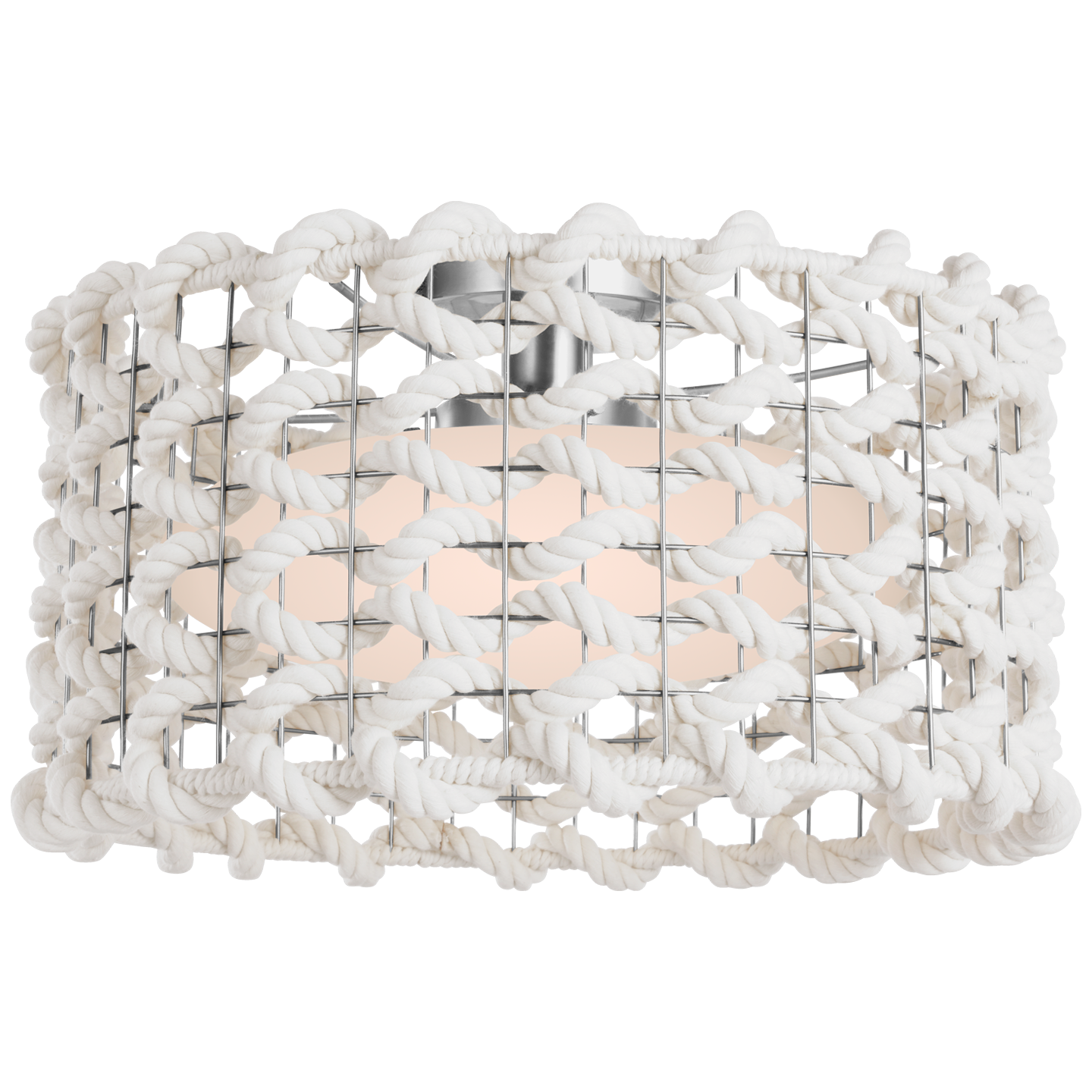 Catania 17" Flush Mount in Polished Nickel with Cream Woven Rope